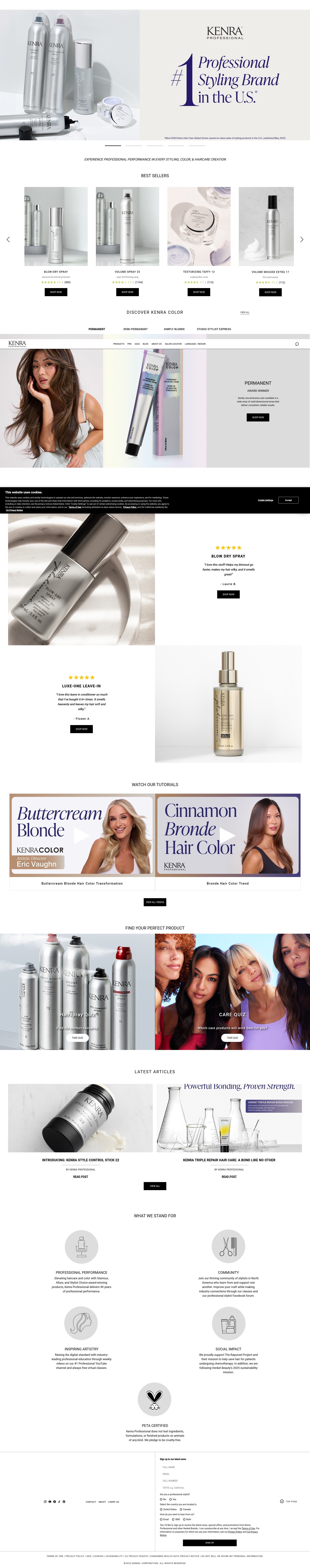 Screenshot of kenraprofessional.com
