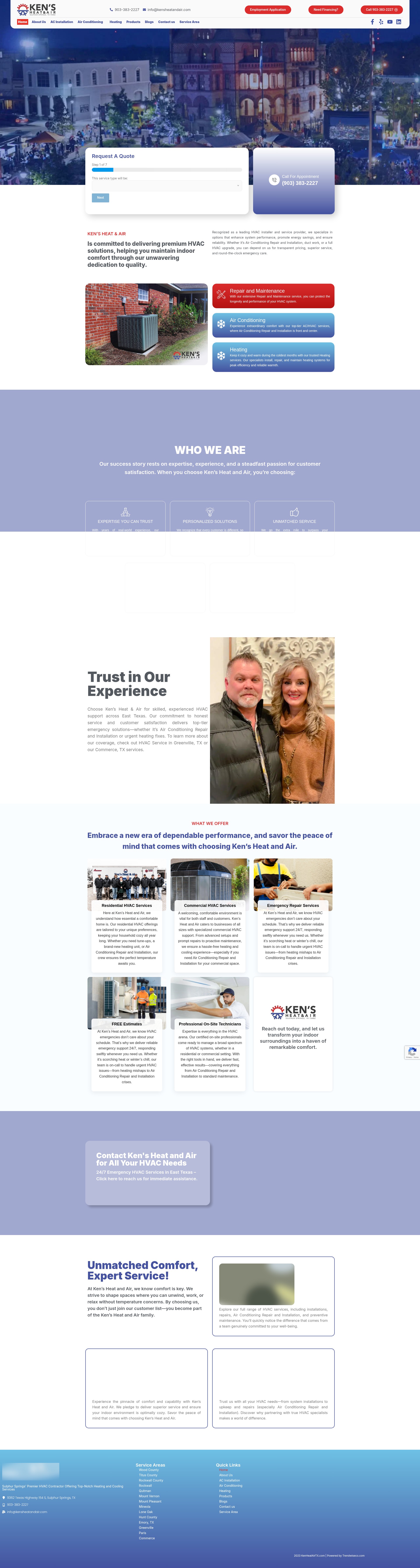 Screenshot of kensheatandair.com