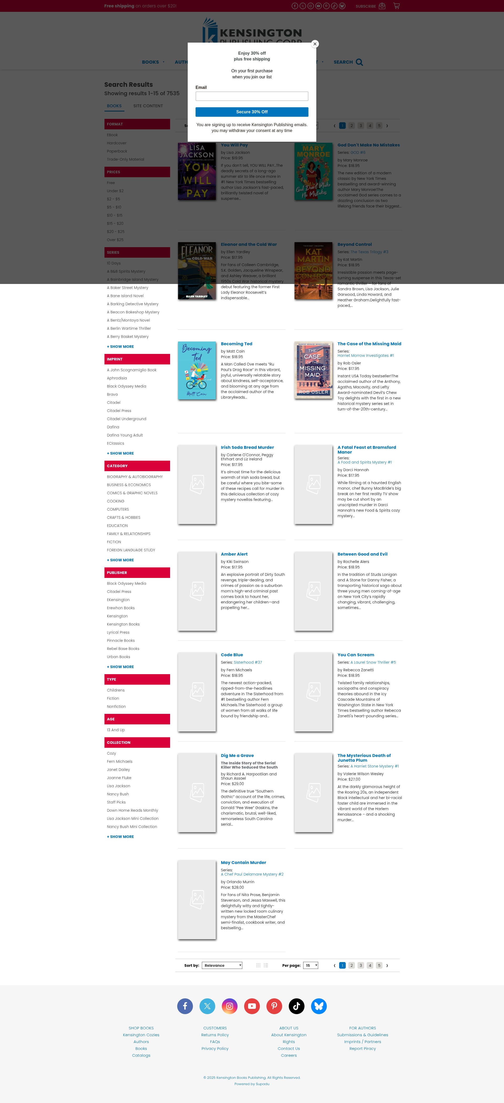 Screenshot of kensingtonbooks.com