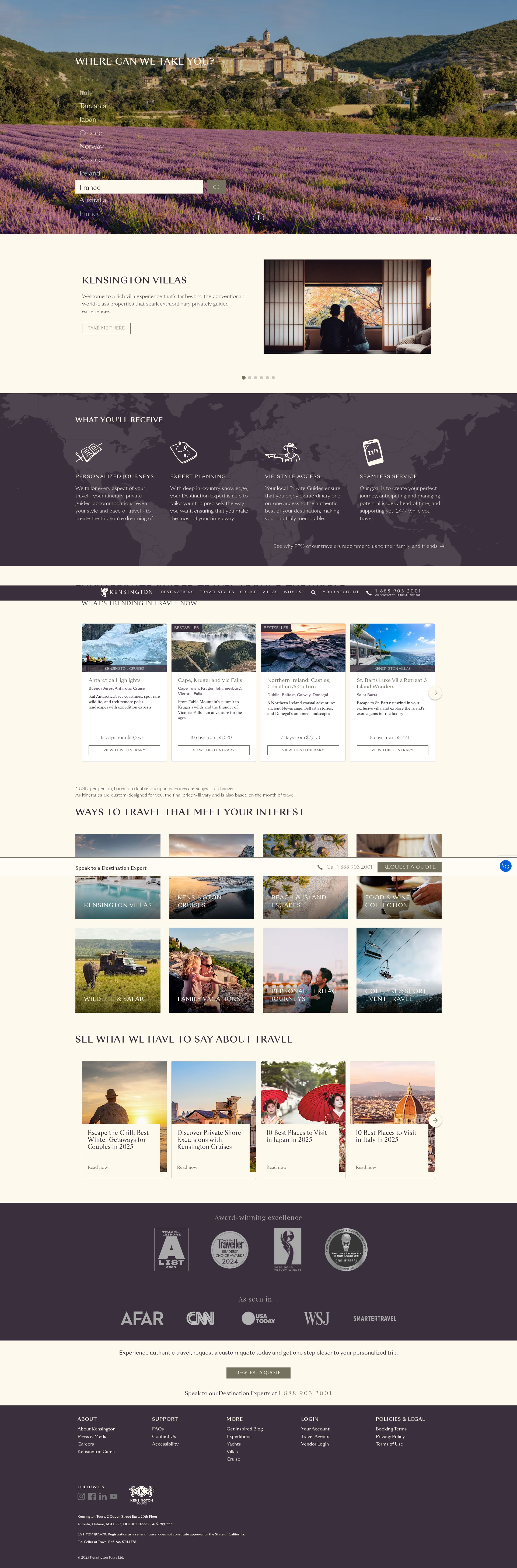 Screenshot of kensingtontours.com