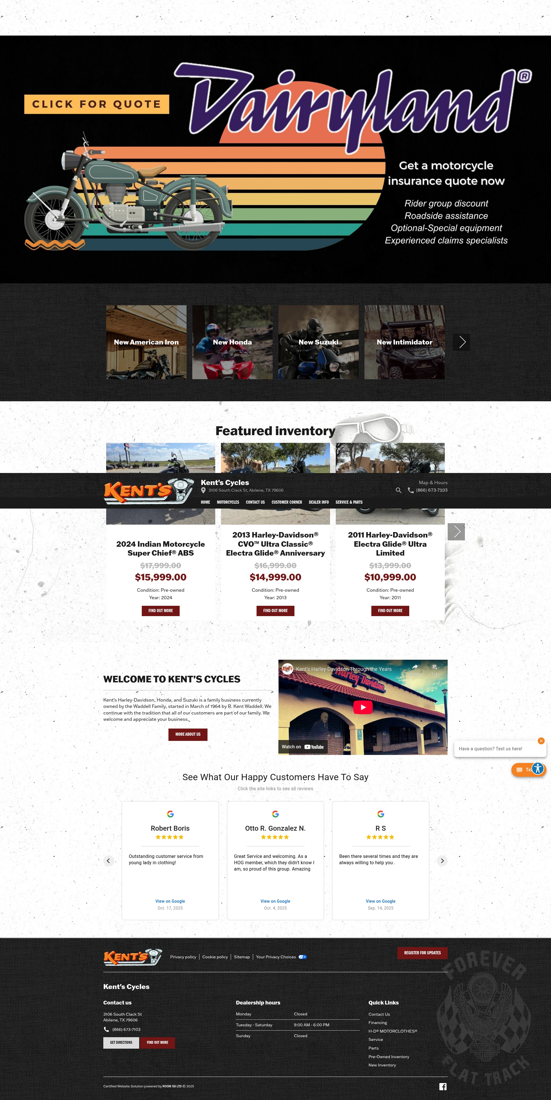 Screenshot of kentscycles.com