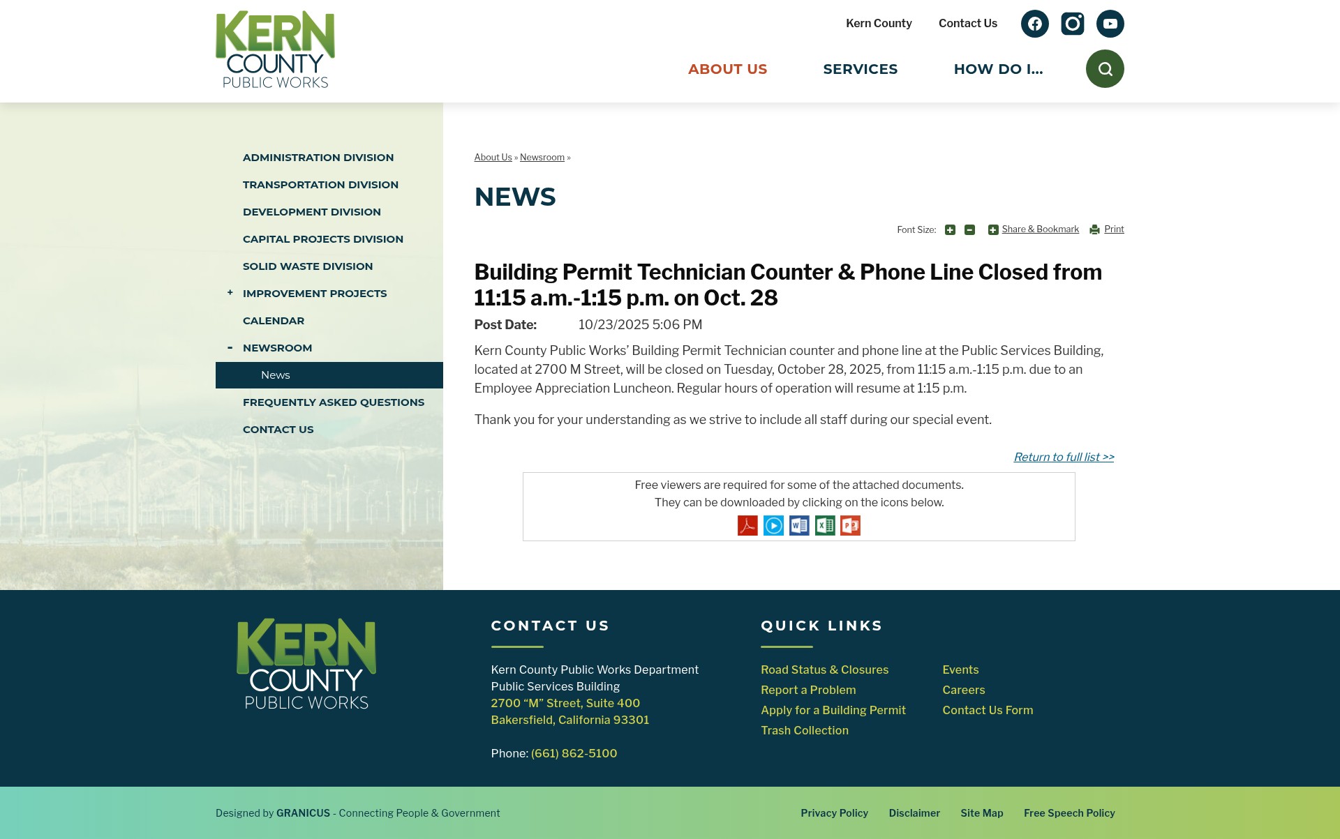 Screenshot of kernpublicworks.com