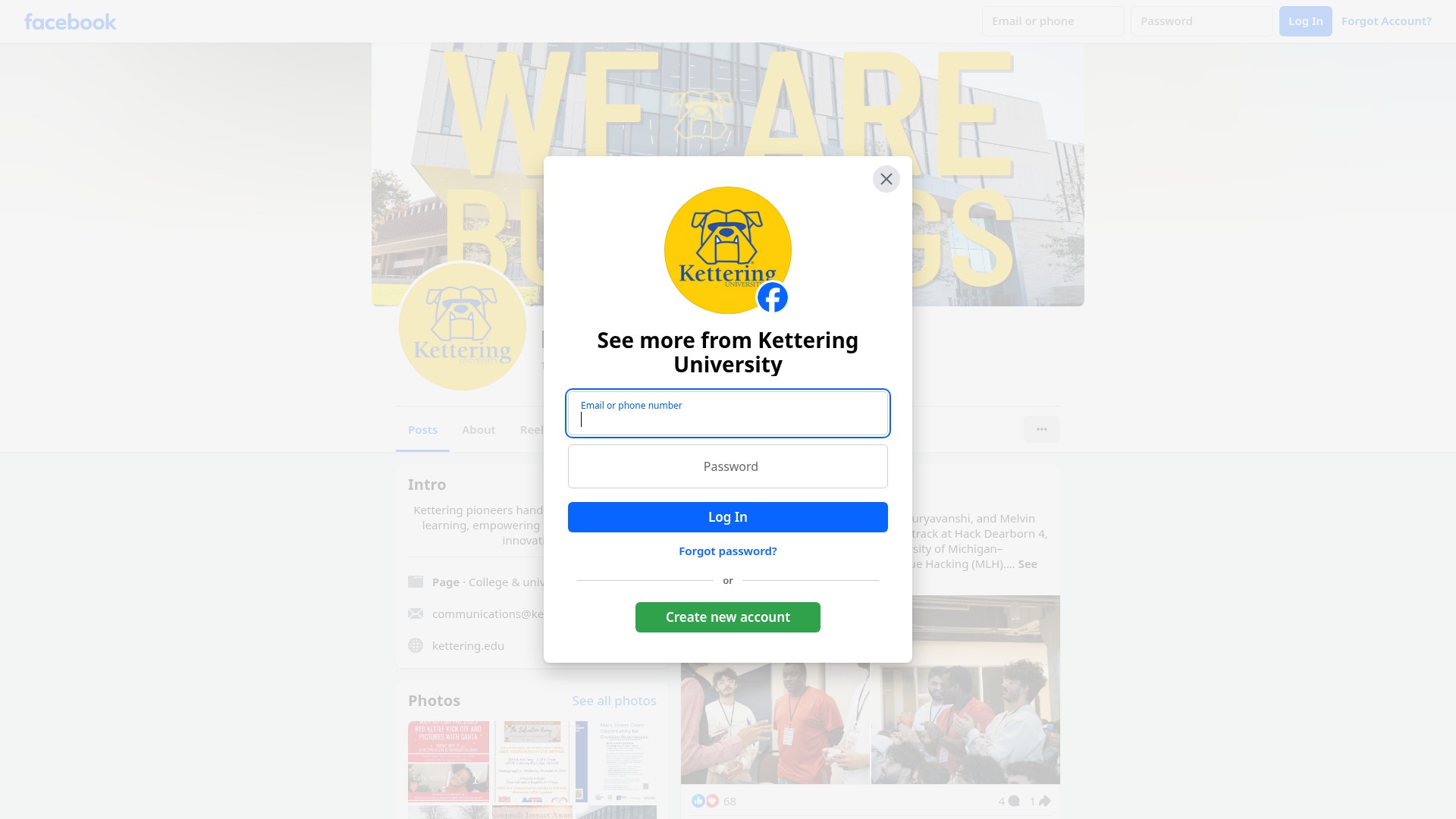 Screenshot of kettering.edu