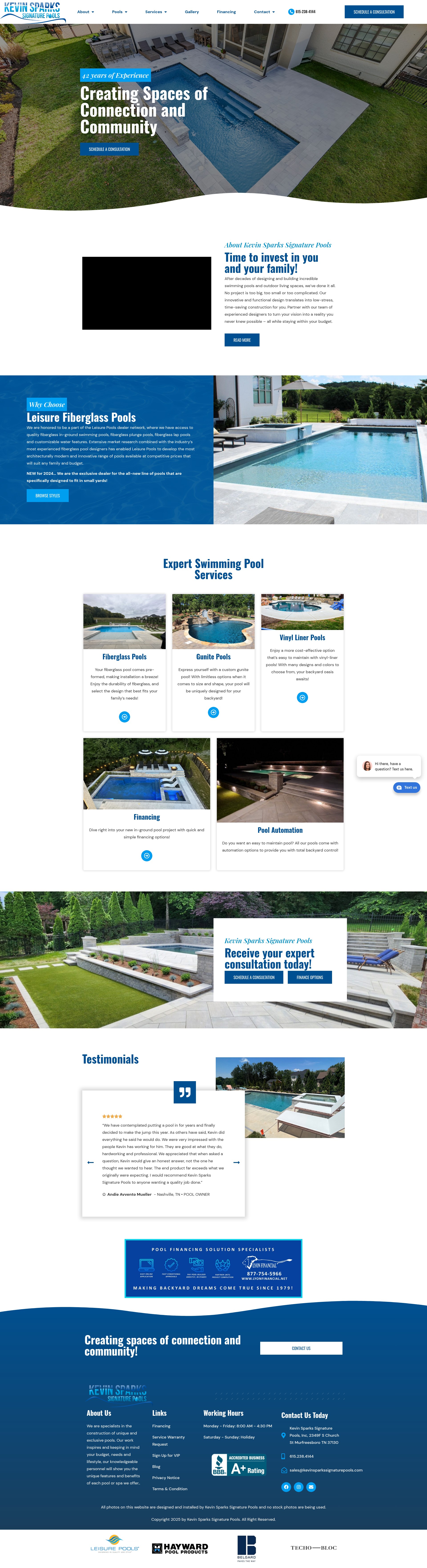 Screenshot of kevinsparkssignaturepools.com