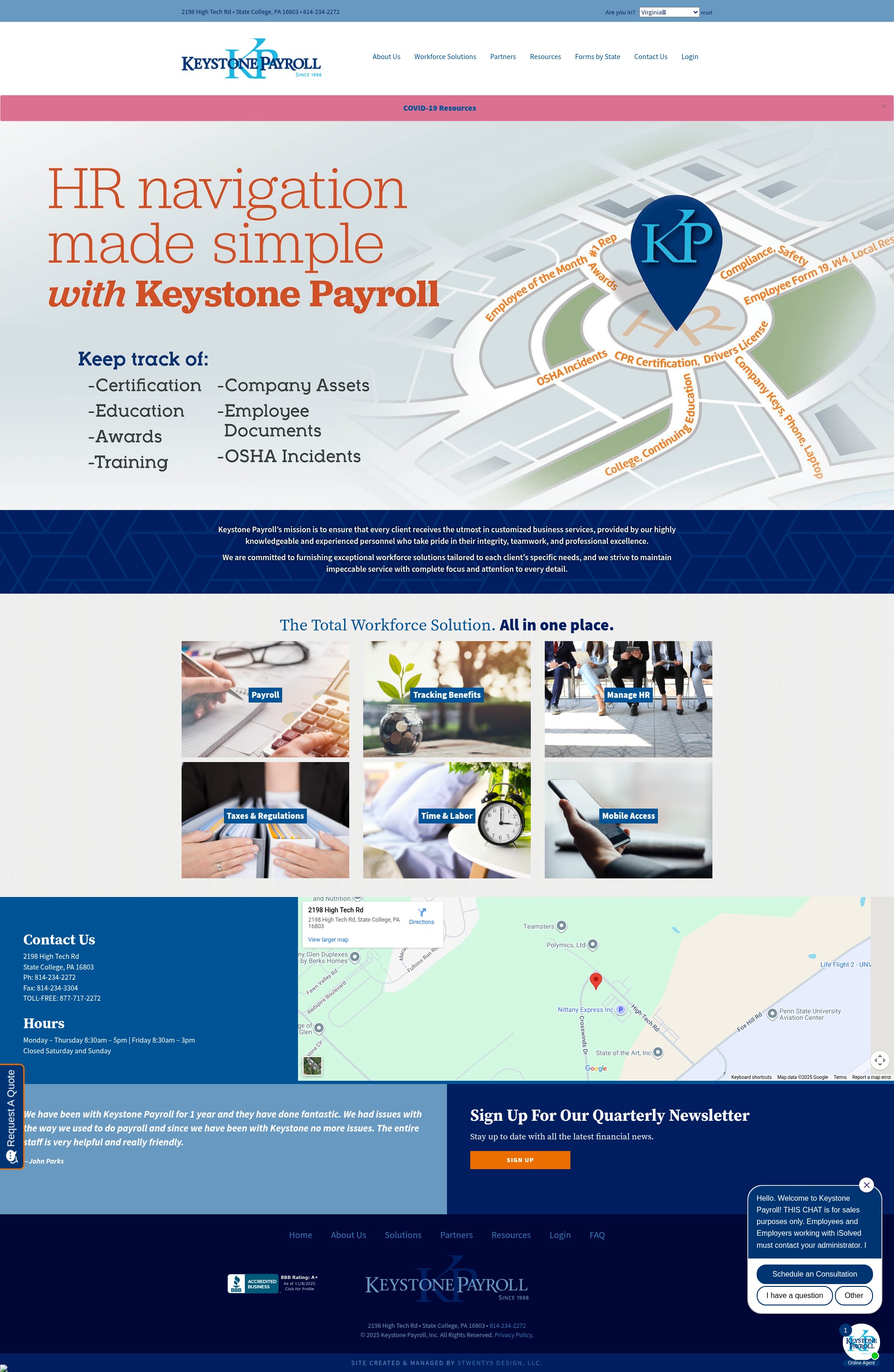 Screenshot of keystonepayroll.com