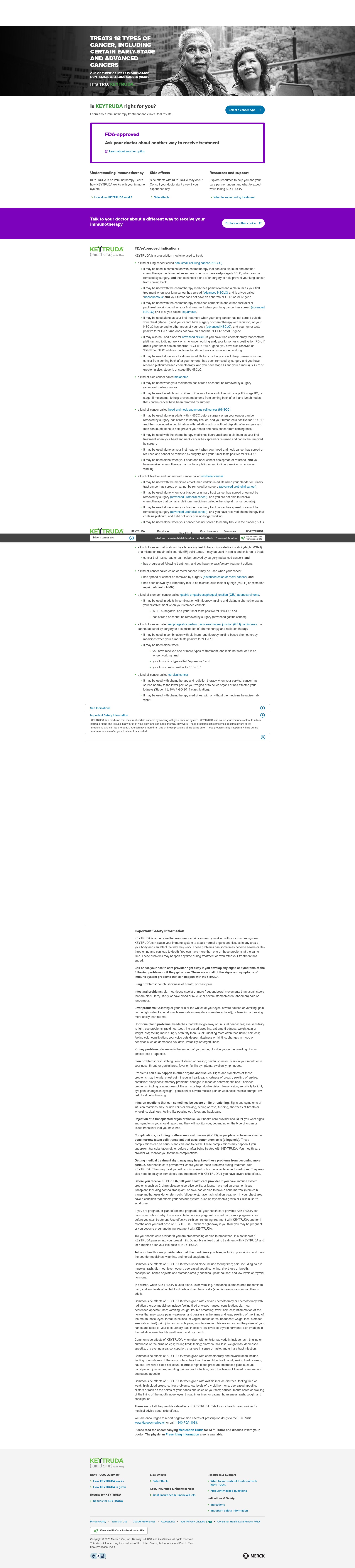 Screenshot of keytruda.com