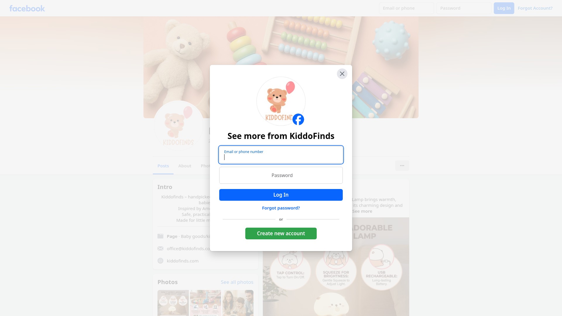 Screenshot of kiddofinds.com