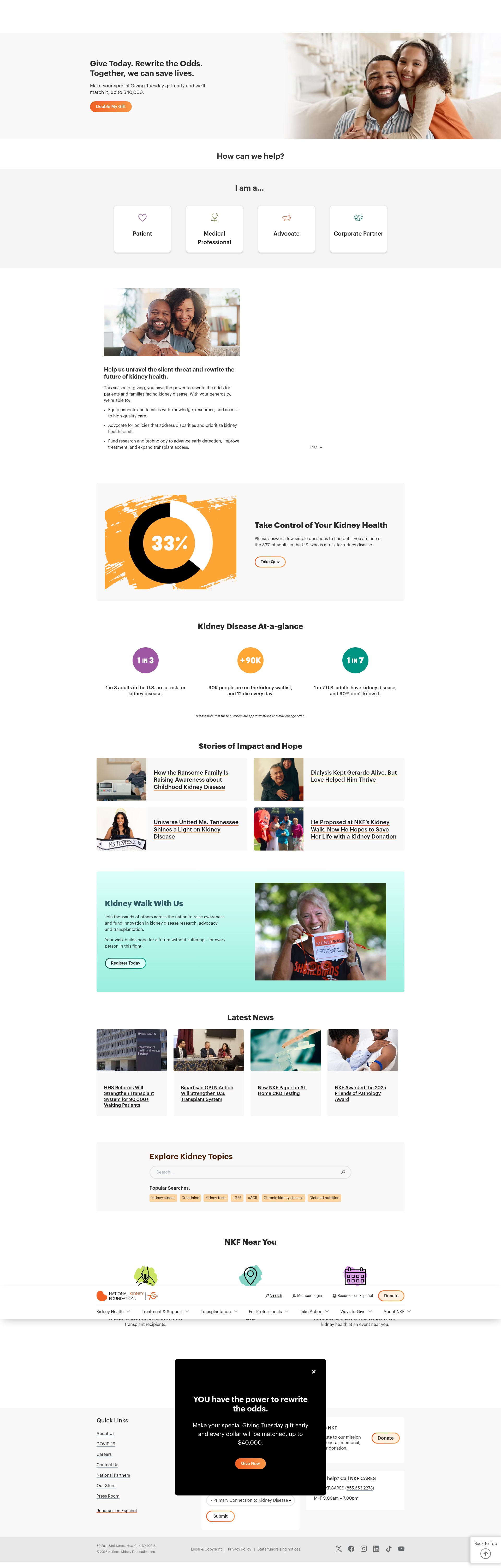 Screenshot of kidney.org