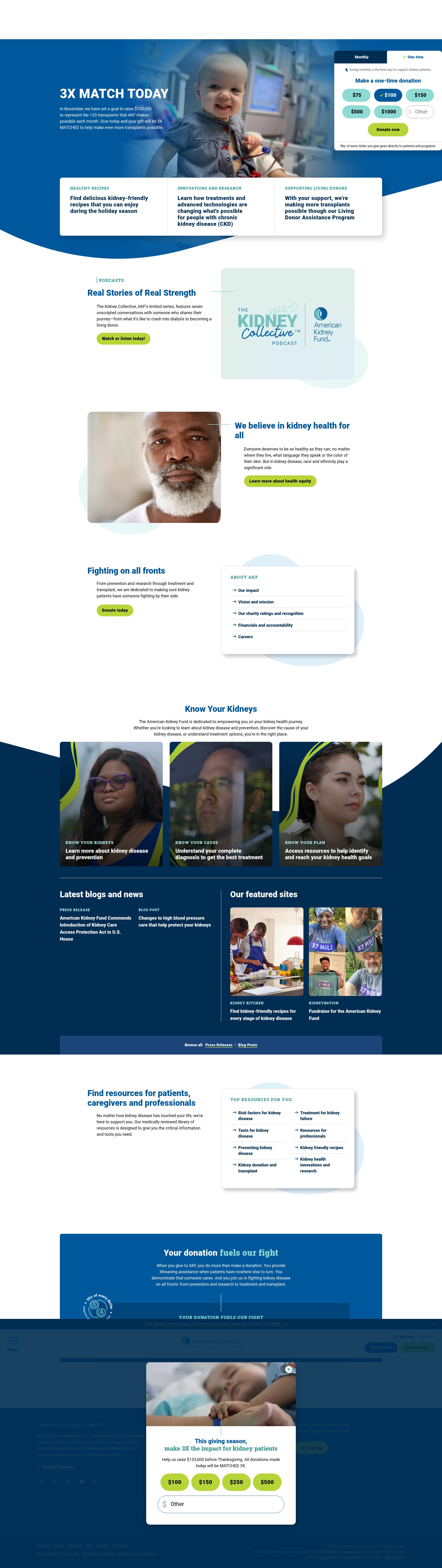 Screenshot of kidneyfund.org