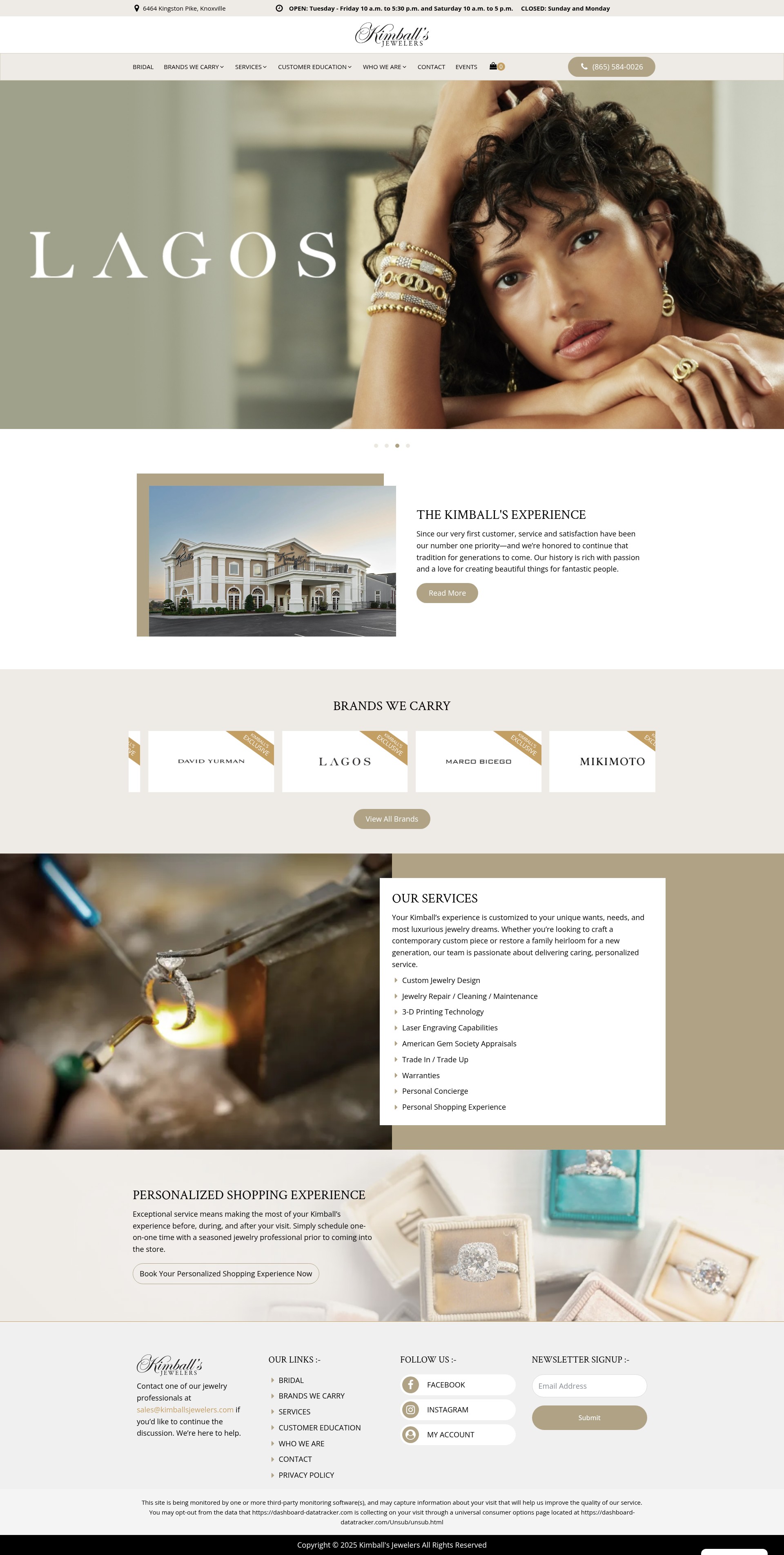 Screenshot of kimballsjewelers.com