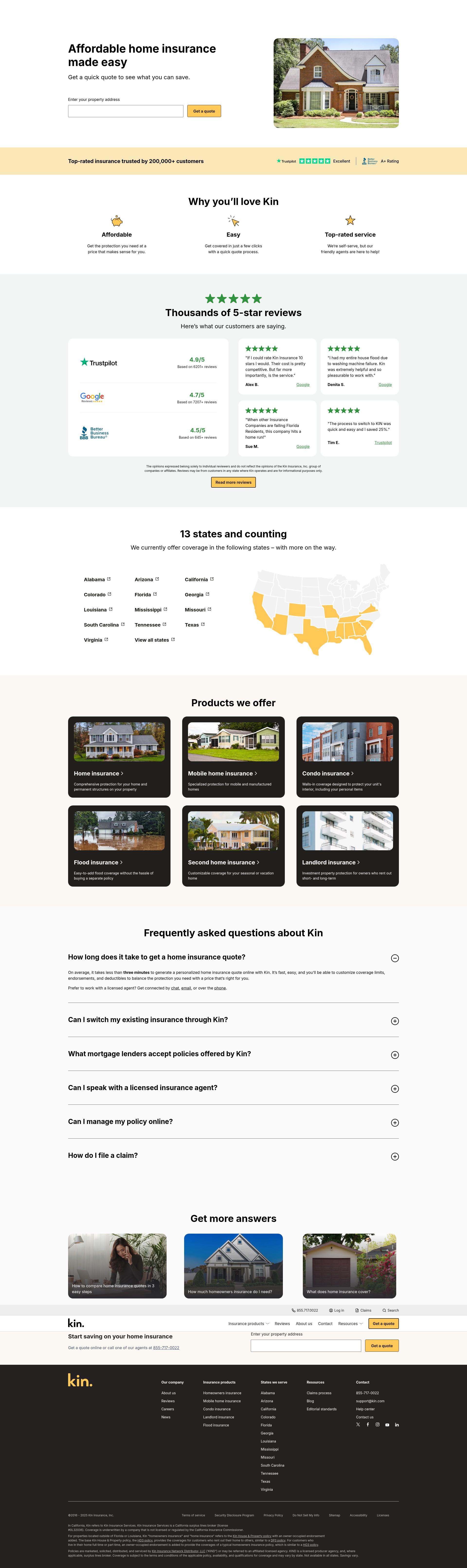 Screenshot of kin.com