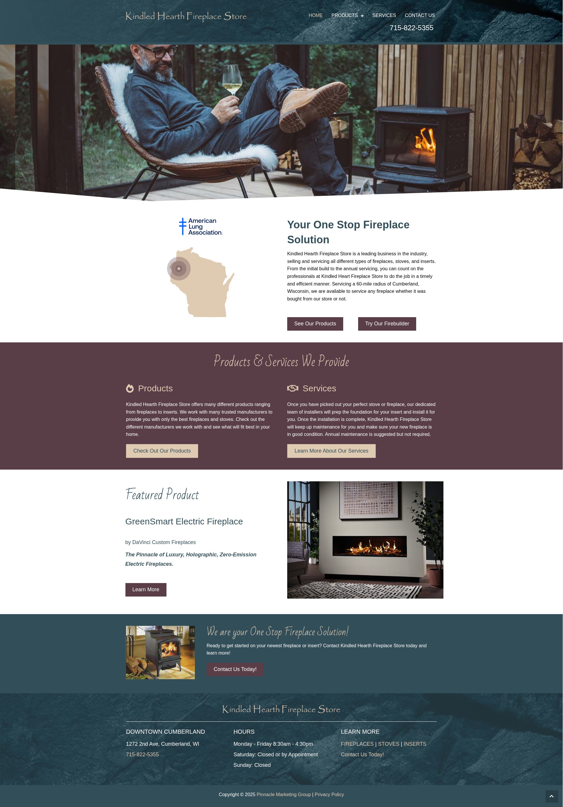 Screenshot of kindledhearthfireplacestore.com