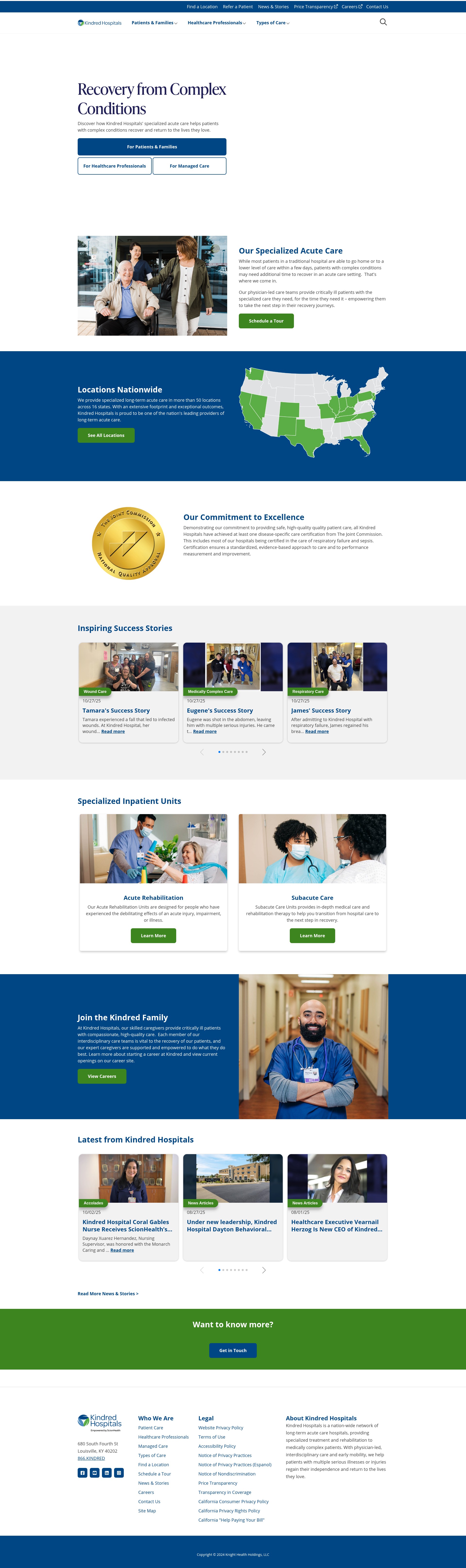 Screenshot of kindredhospitals.com