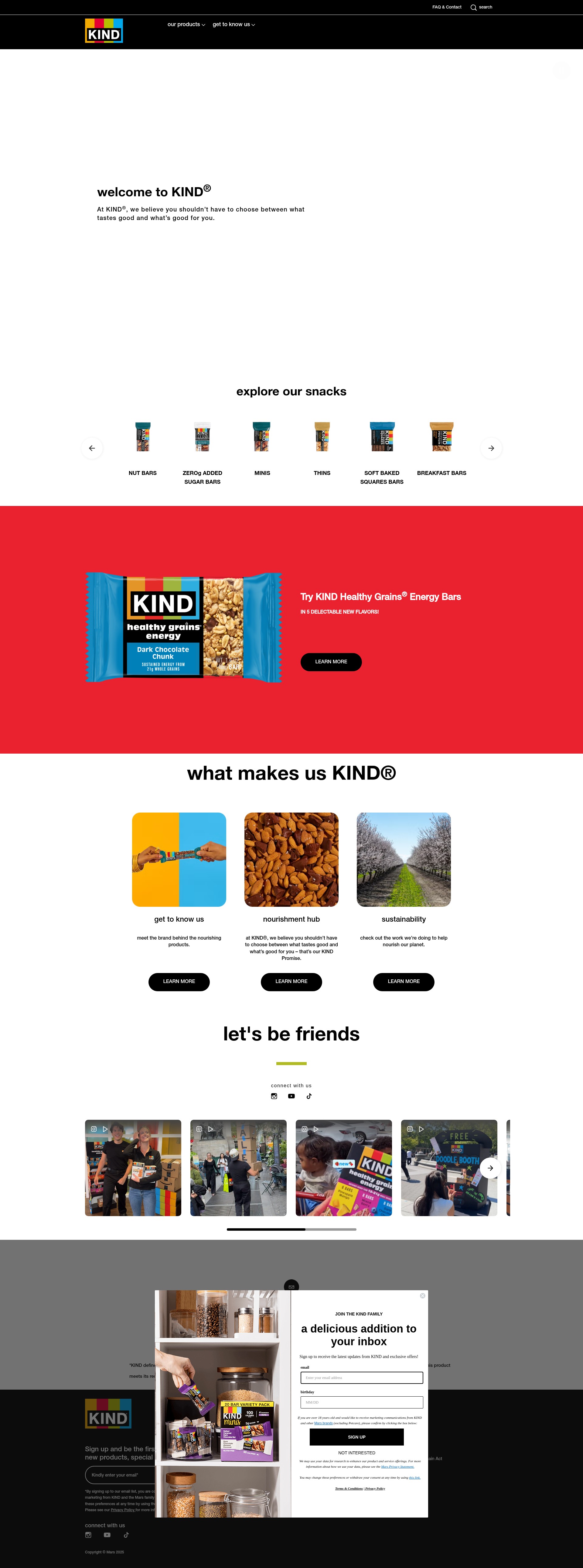 Screenshot of kindsnacks.com