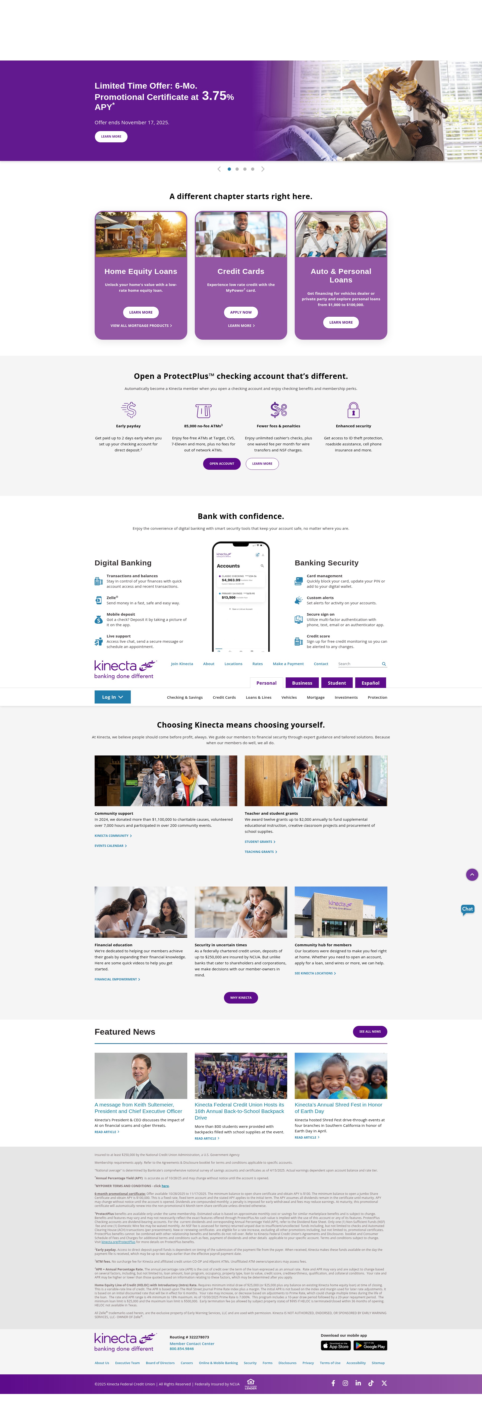 Screenshot of kinecta.org