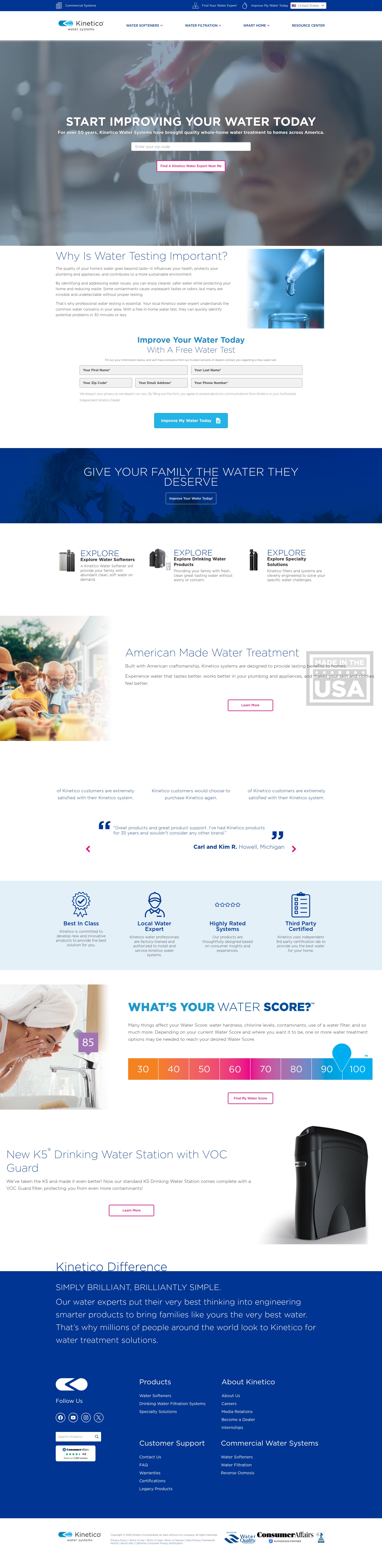 Screenshot of kinetico.com
