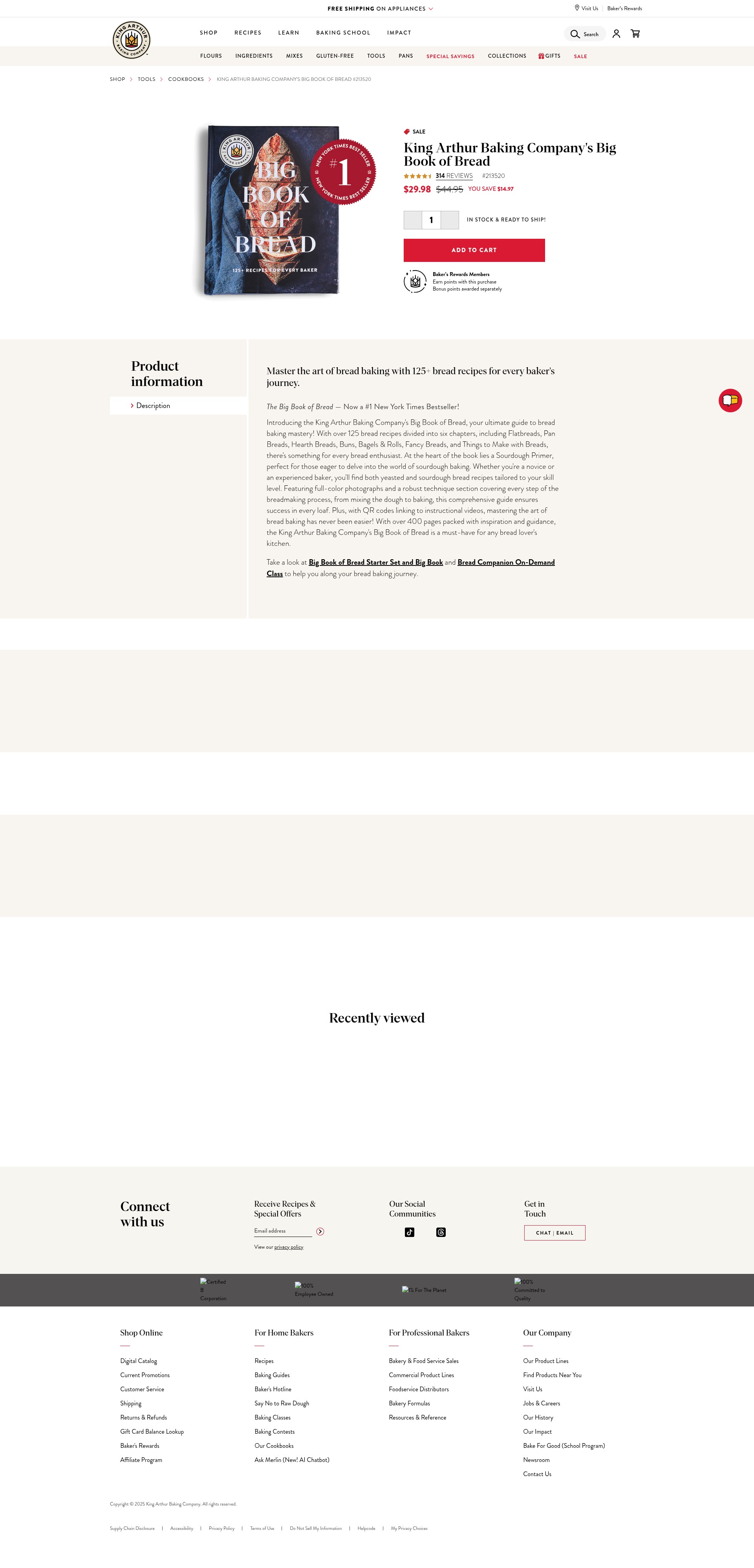 Screenshot of kingarthurbaking.com
