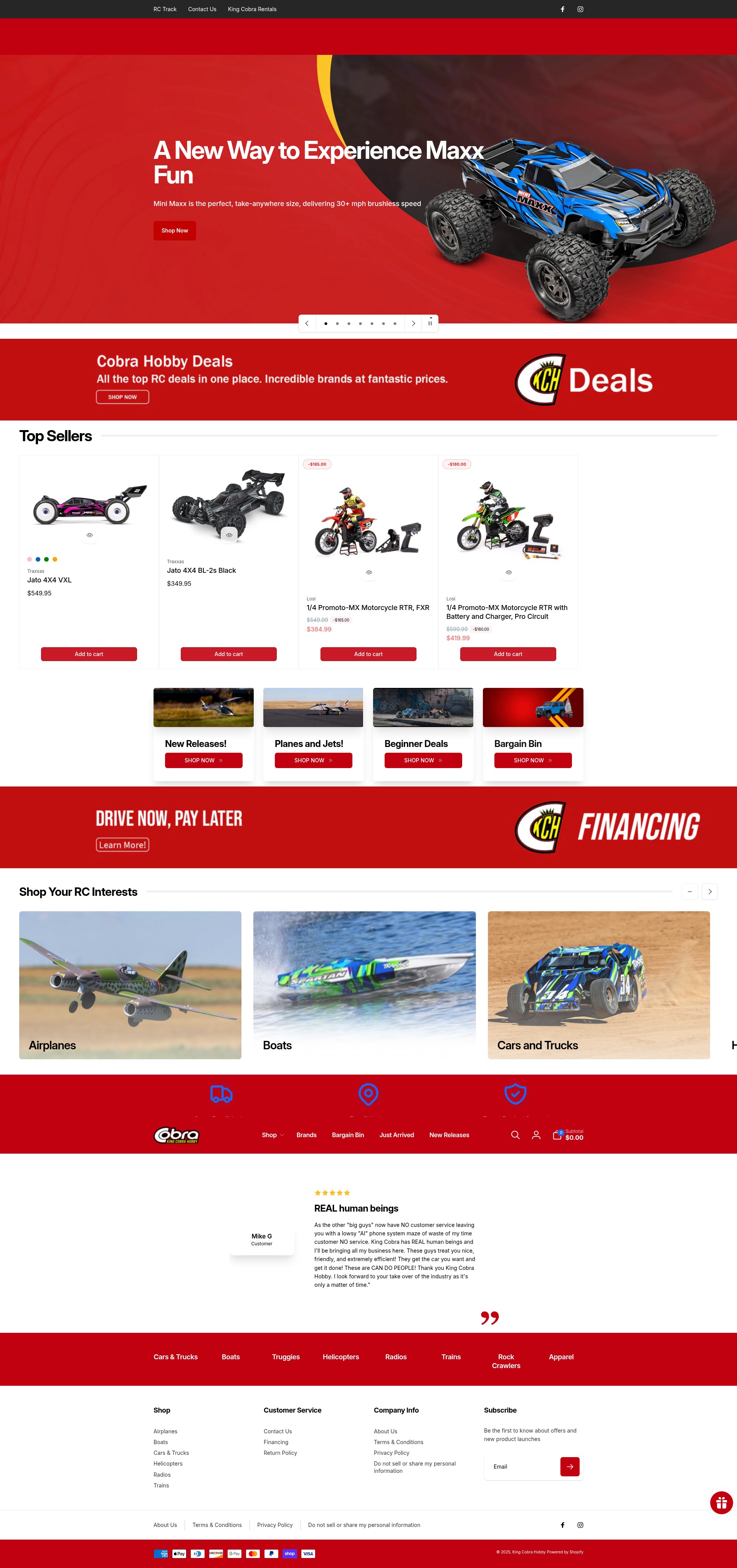 Screenshot of kingcobrahobby.com