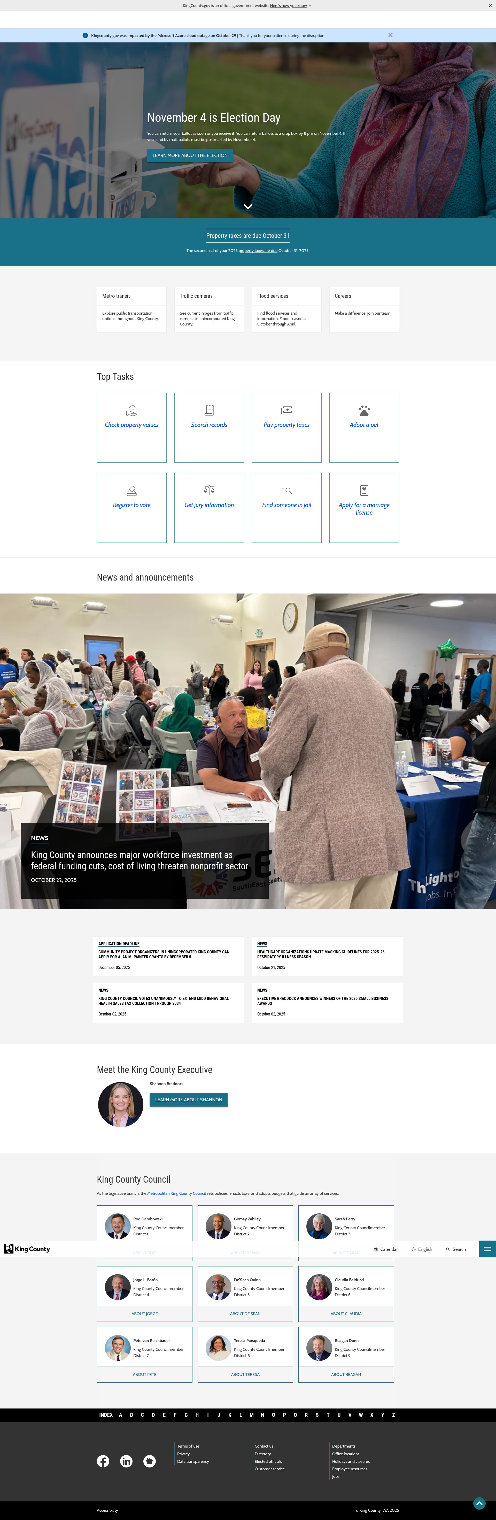 Screenshot of kingcounty.gov