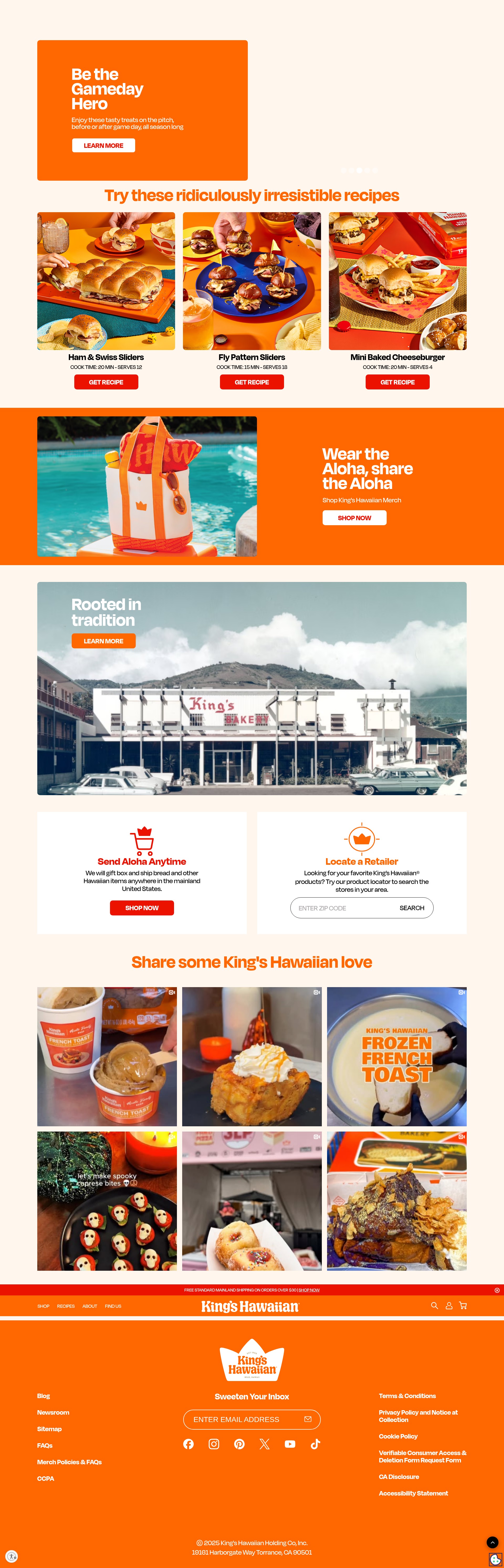 Screenshot of kingshawaiian.com