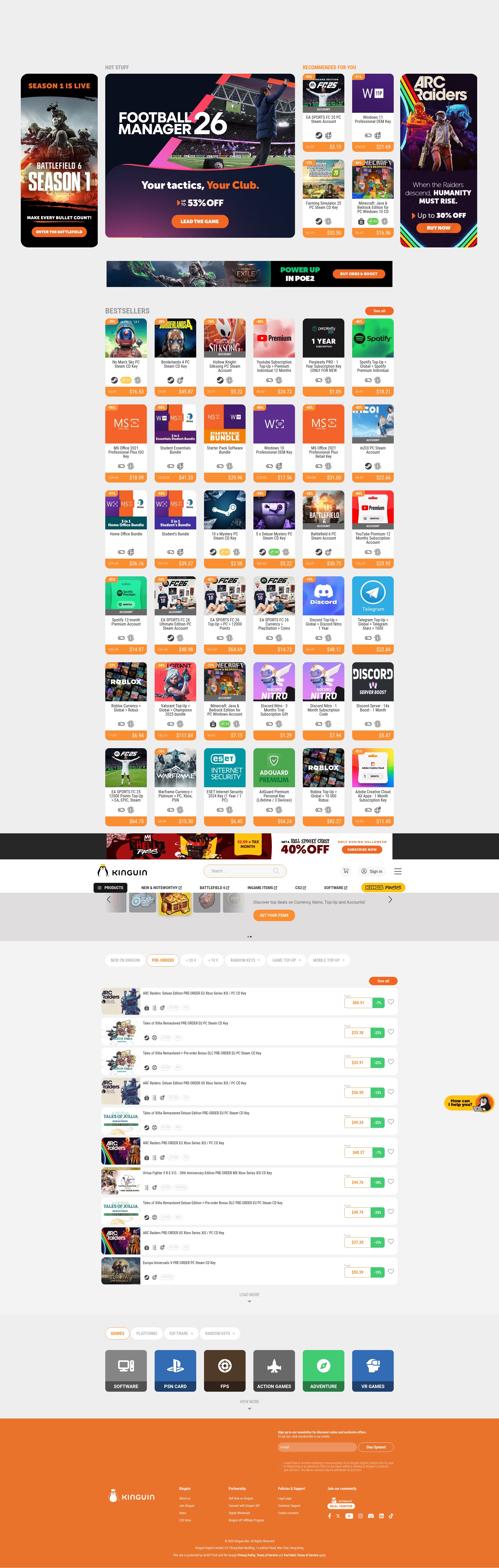 Screenshot of kinguin.net
