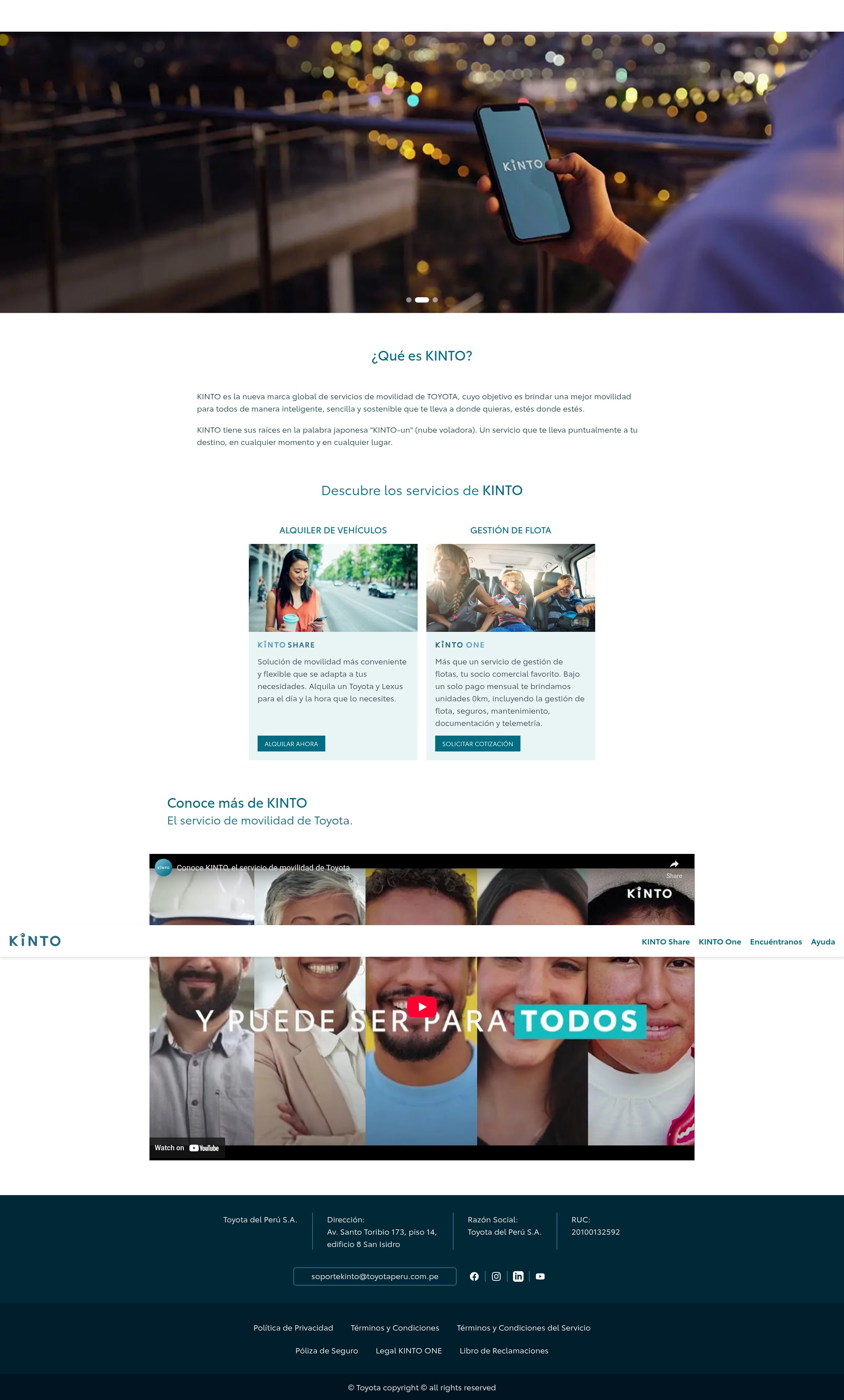 Screenshot of kinto-mobility.com.pe