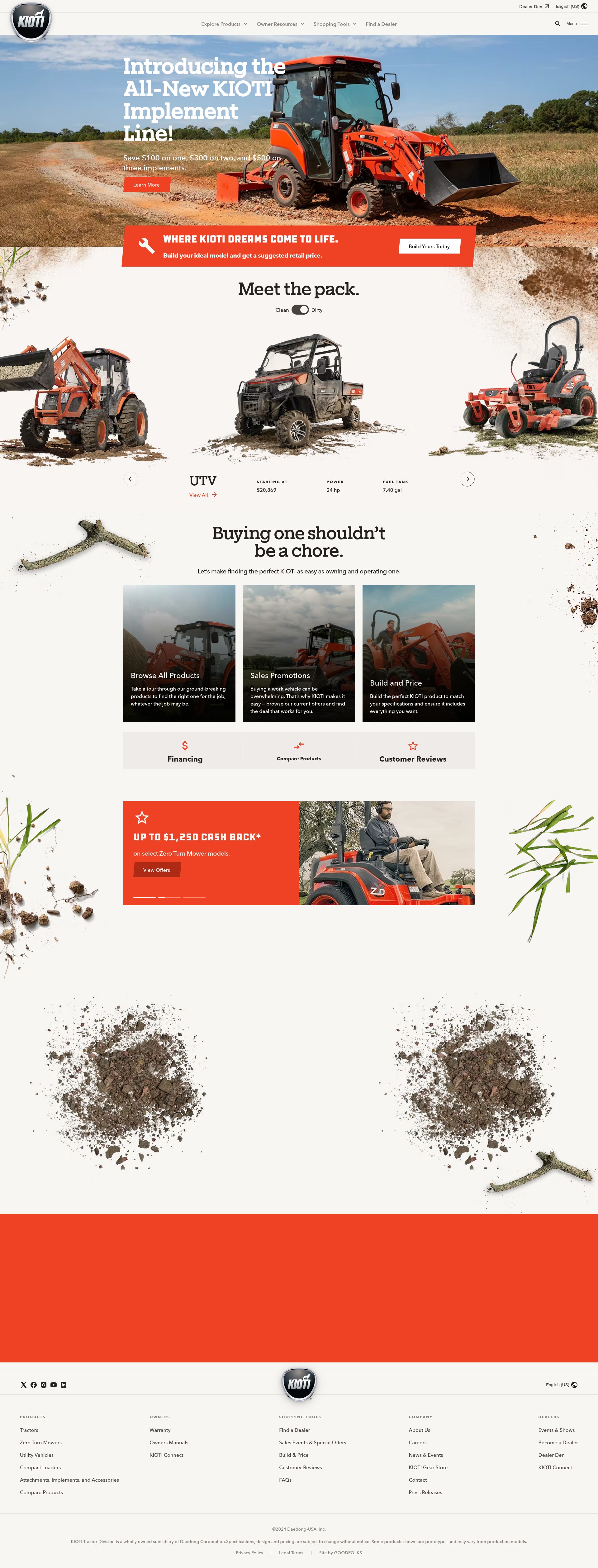 Screenshot of kioti.com