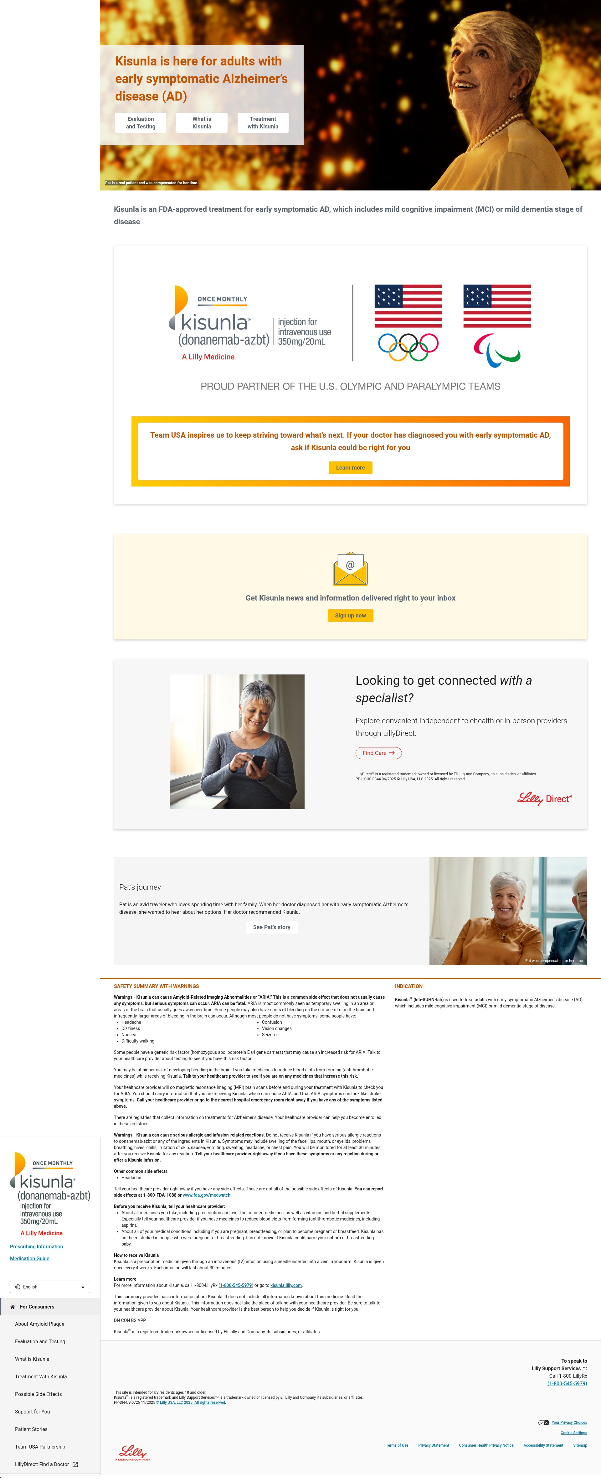 Screenshot of kisunla.lilly.com