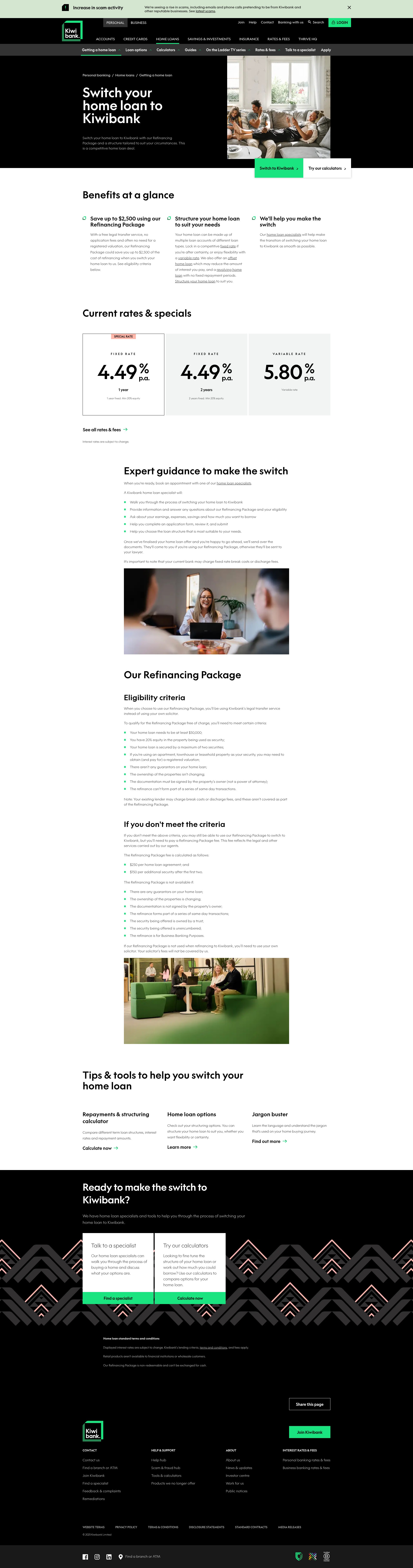 Screenshot of kiwibank.co.nz