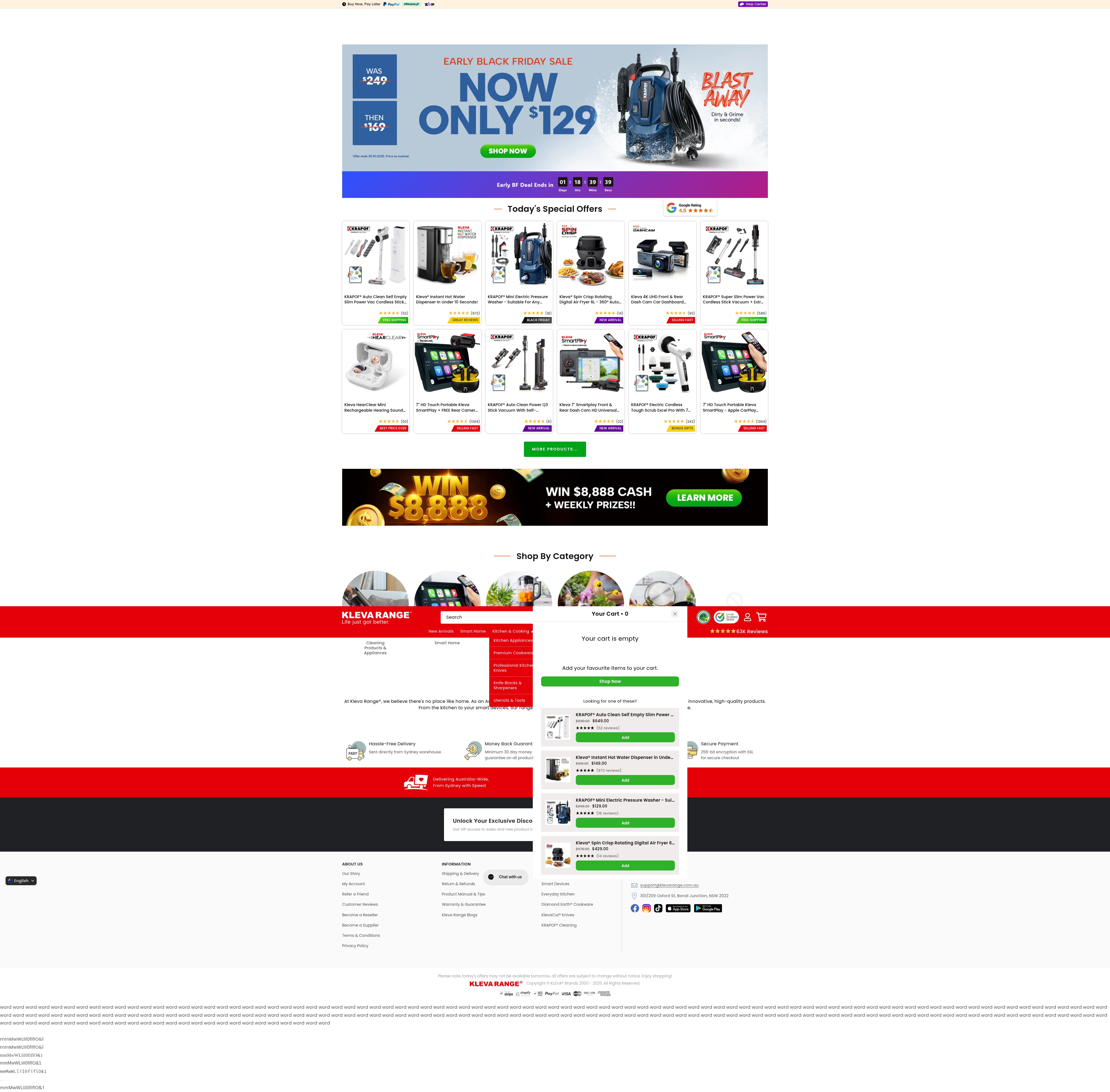 Screenshot of klevarange.com.au