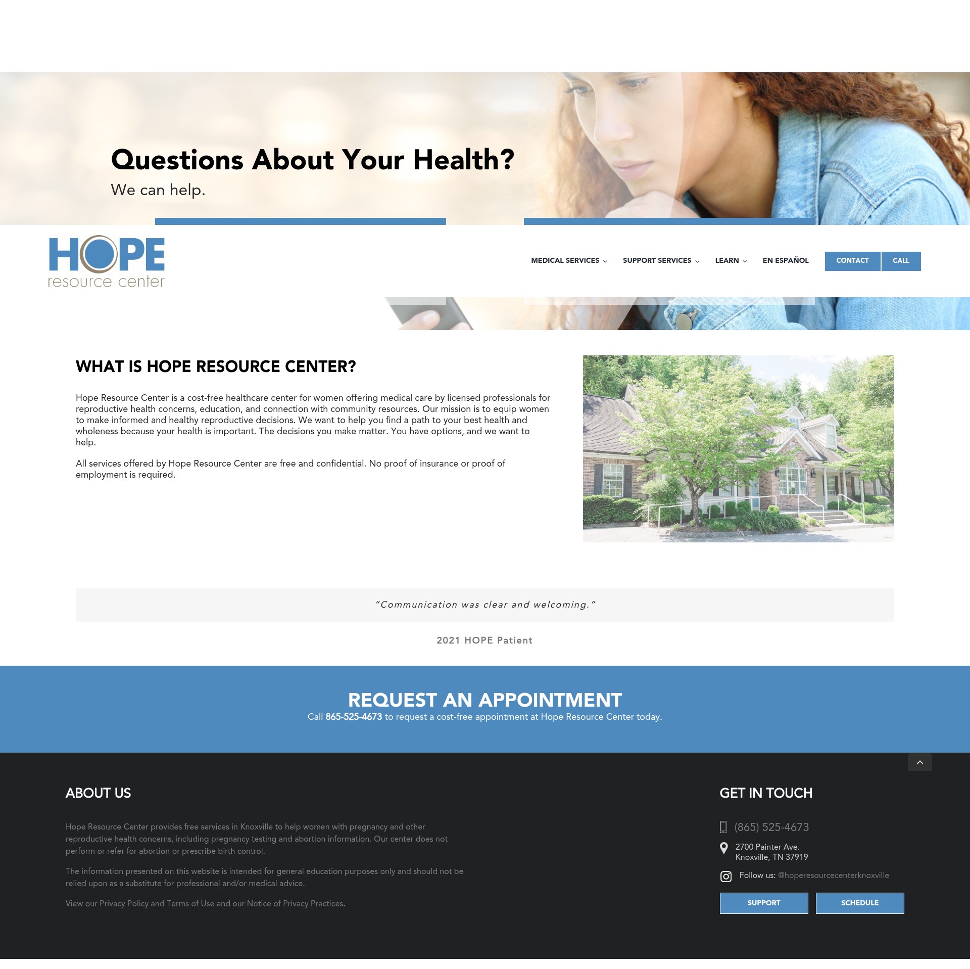 Screenshot of knoxvillehope.com