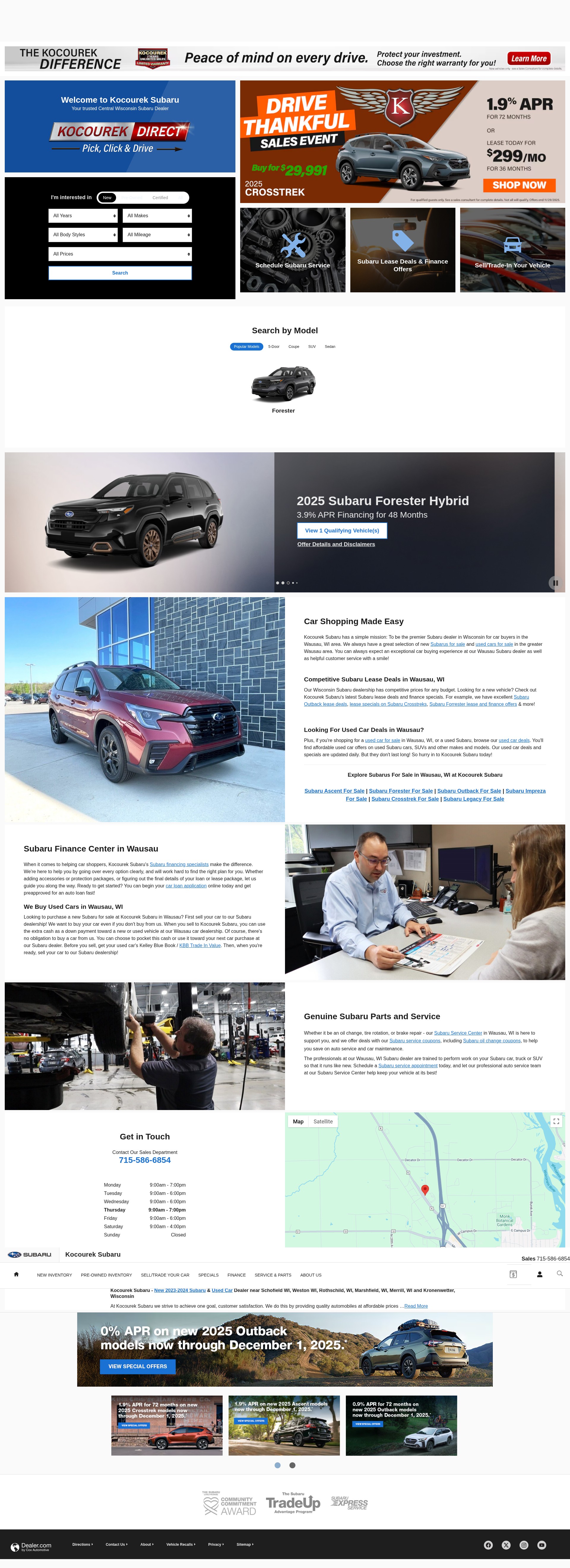 Screenshot of kocoureksubaruofwausau.com