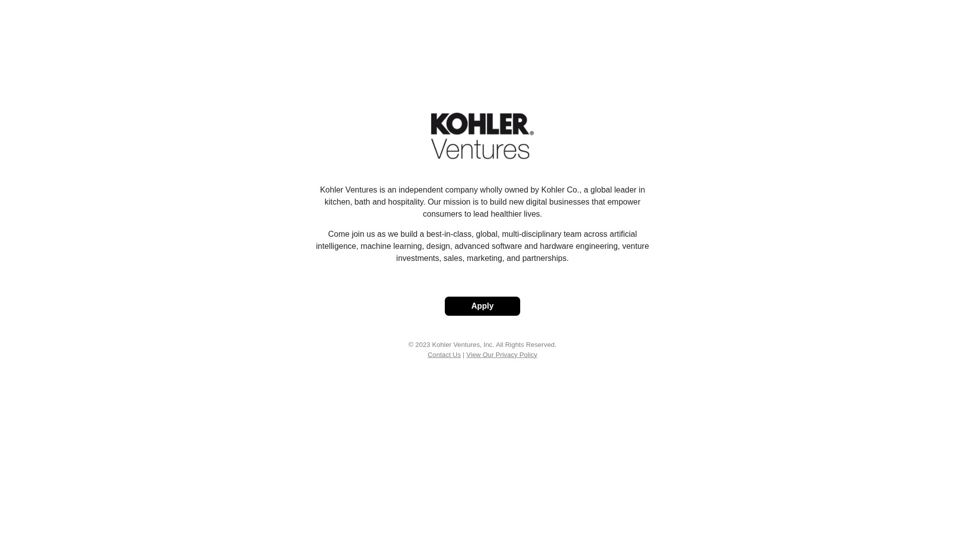 Screenshot of kohlerventures.com
