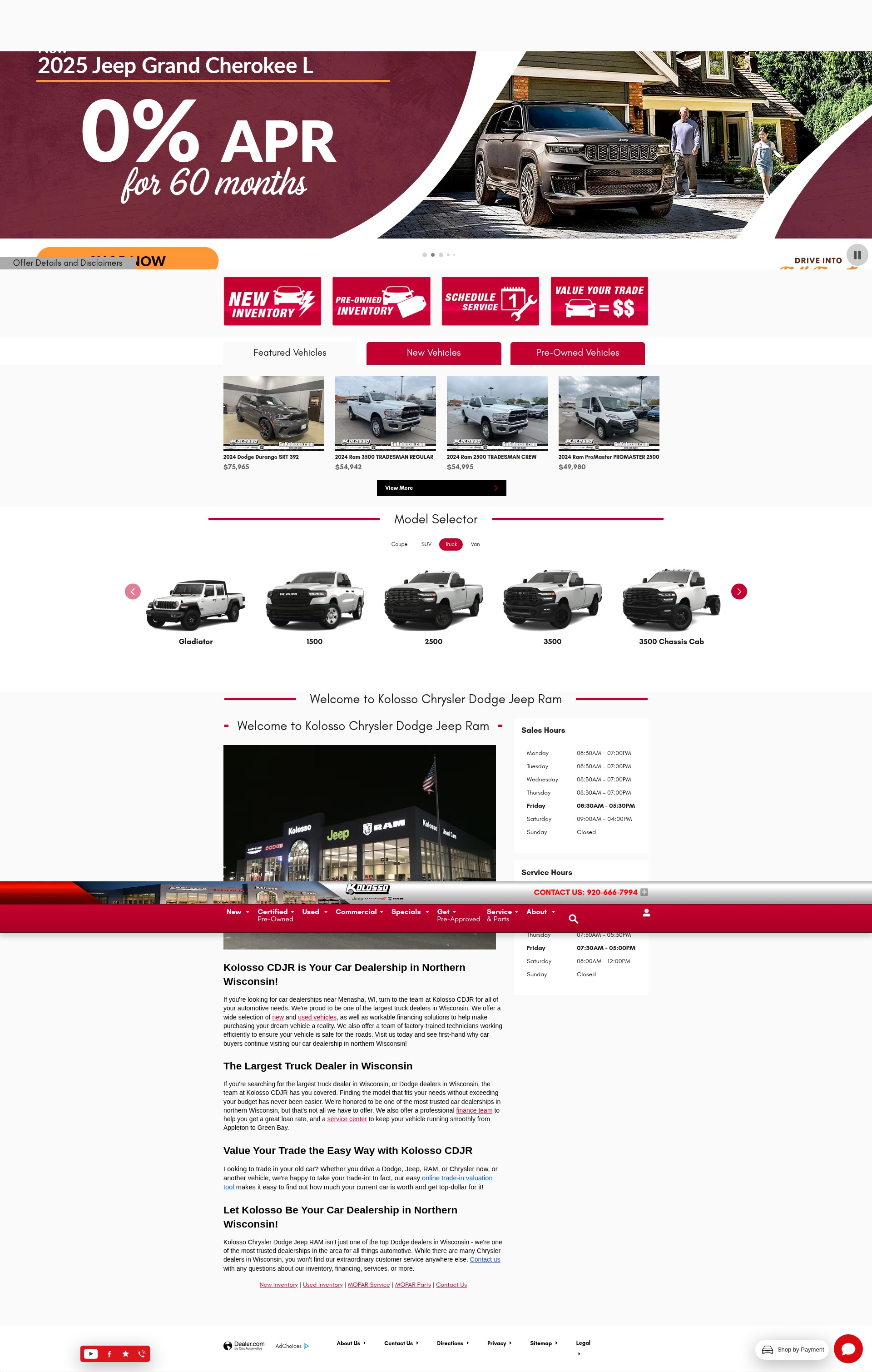 Screenshot of kolossochryslerjeepdodgeramwi.com