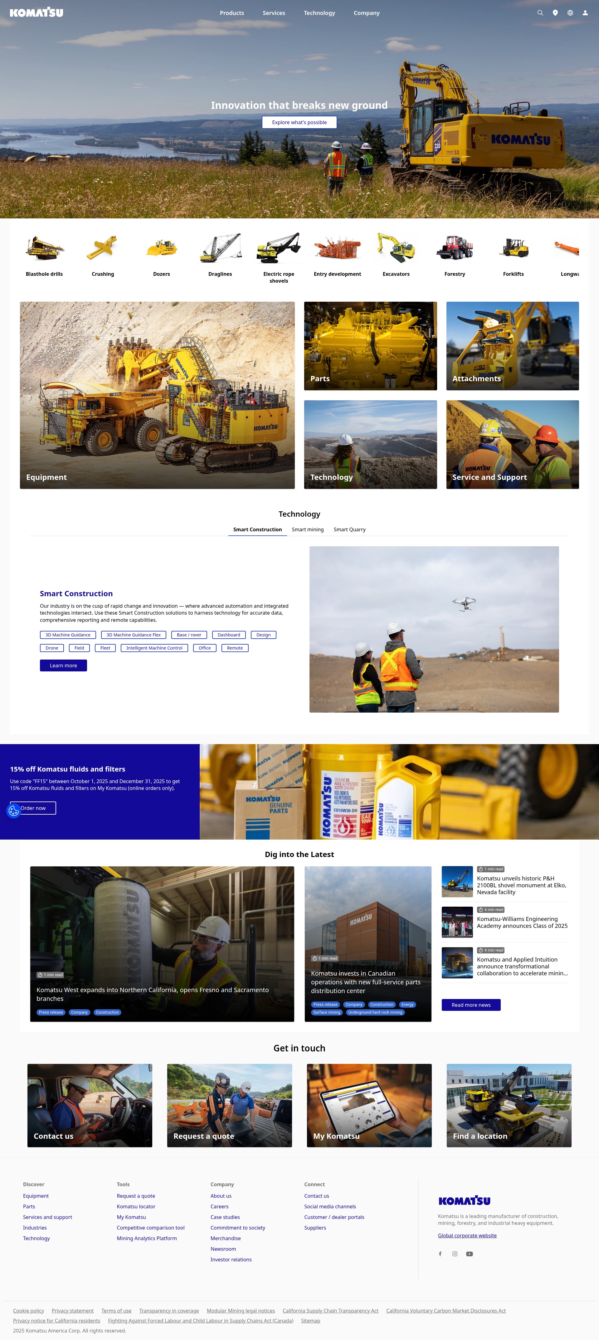 Screenshot of komatsu.com