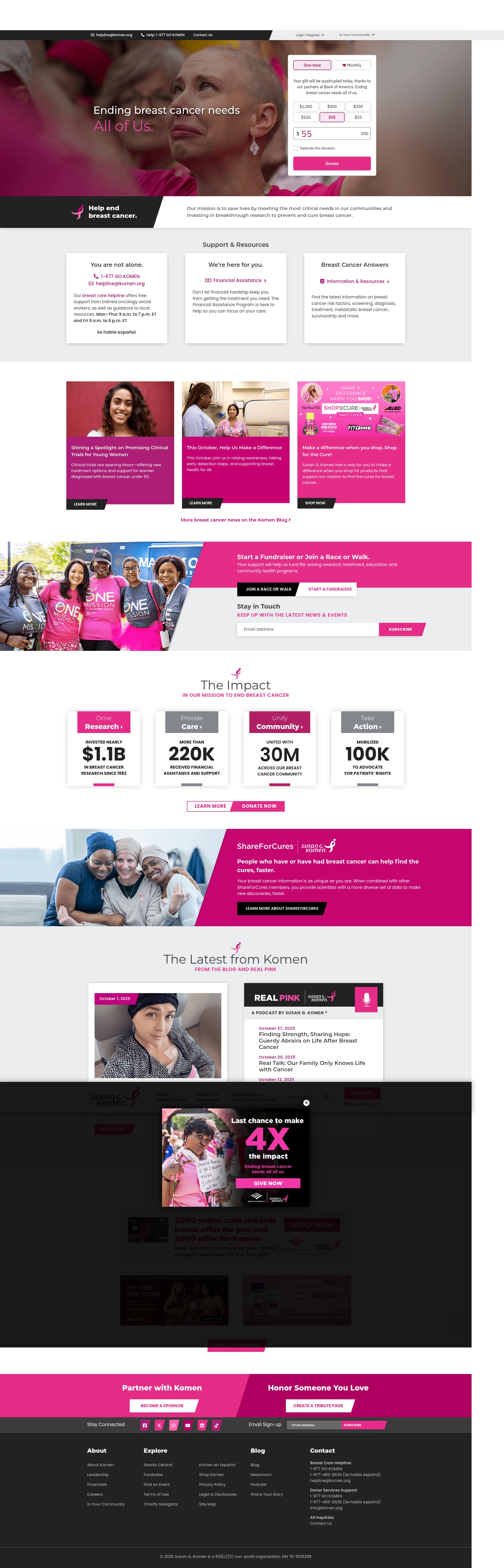 Screenshot of komen.org