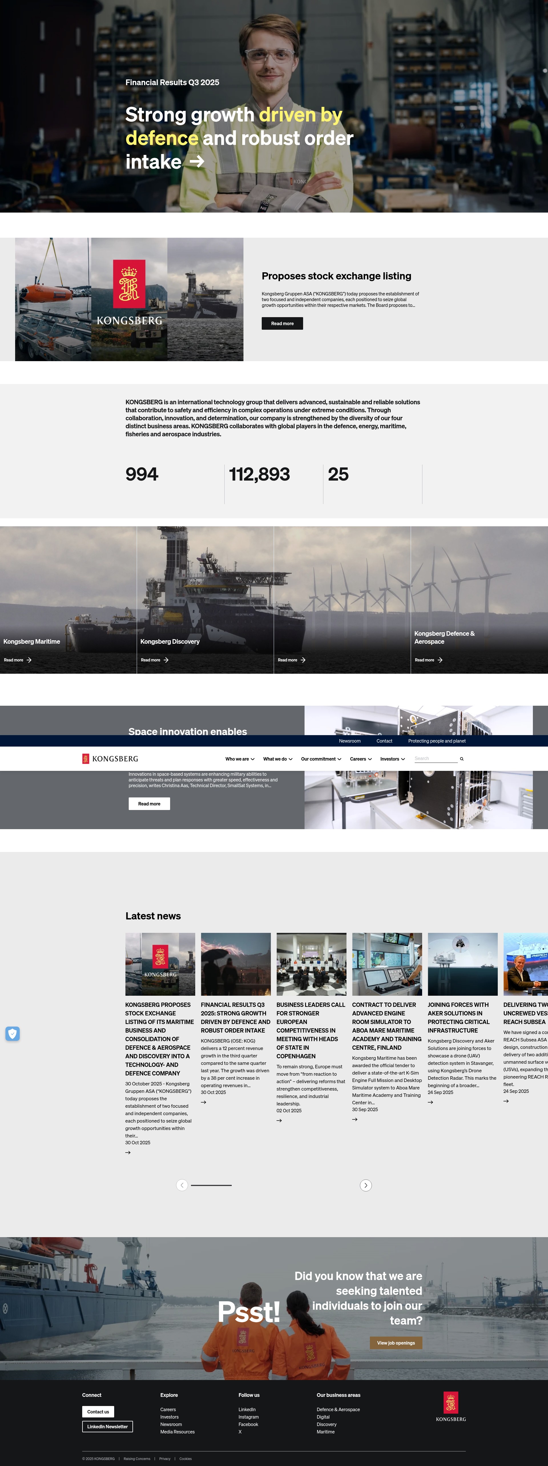 Screenshot of kongsberg.com