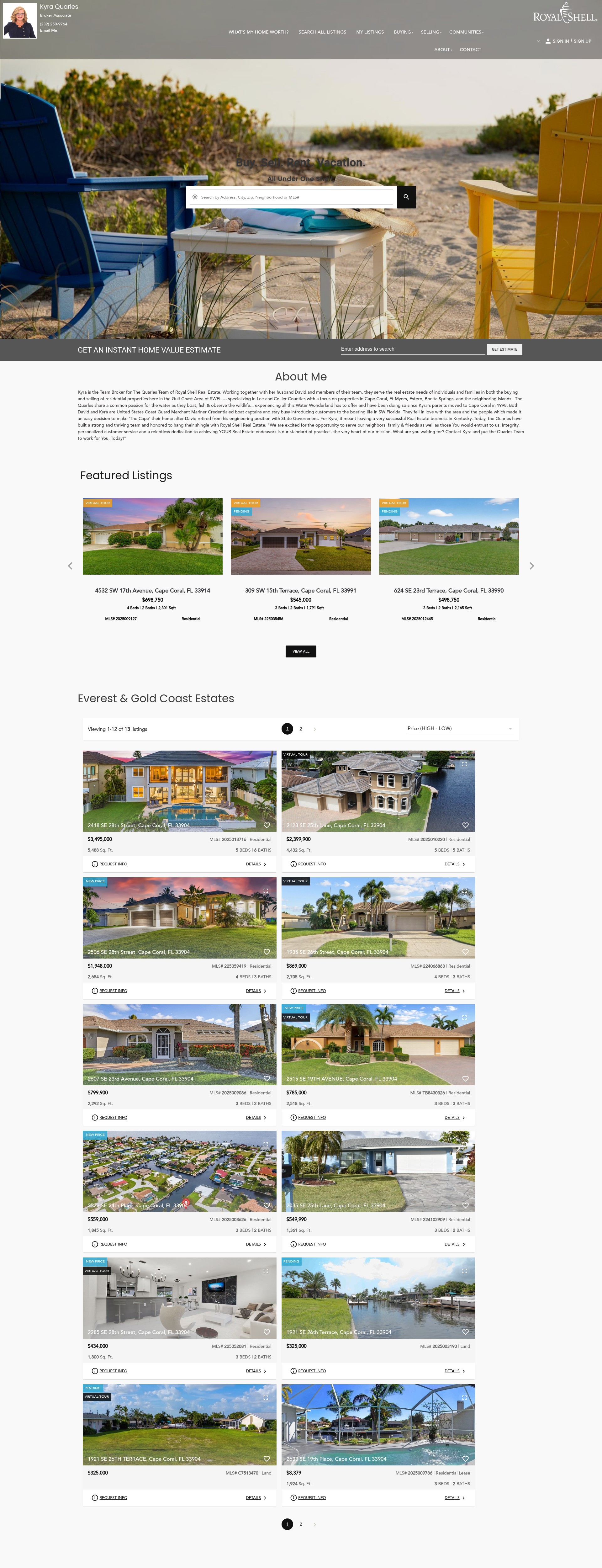 Screenshot of kquarles.royalshellrealestate.com