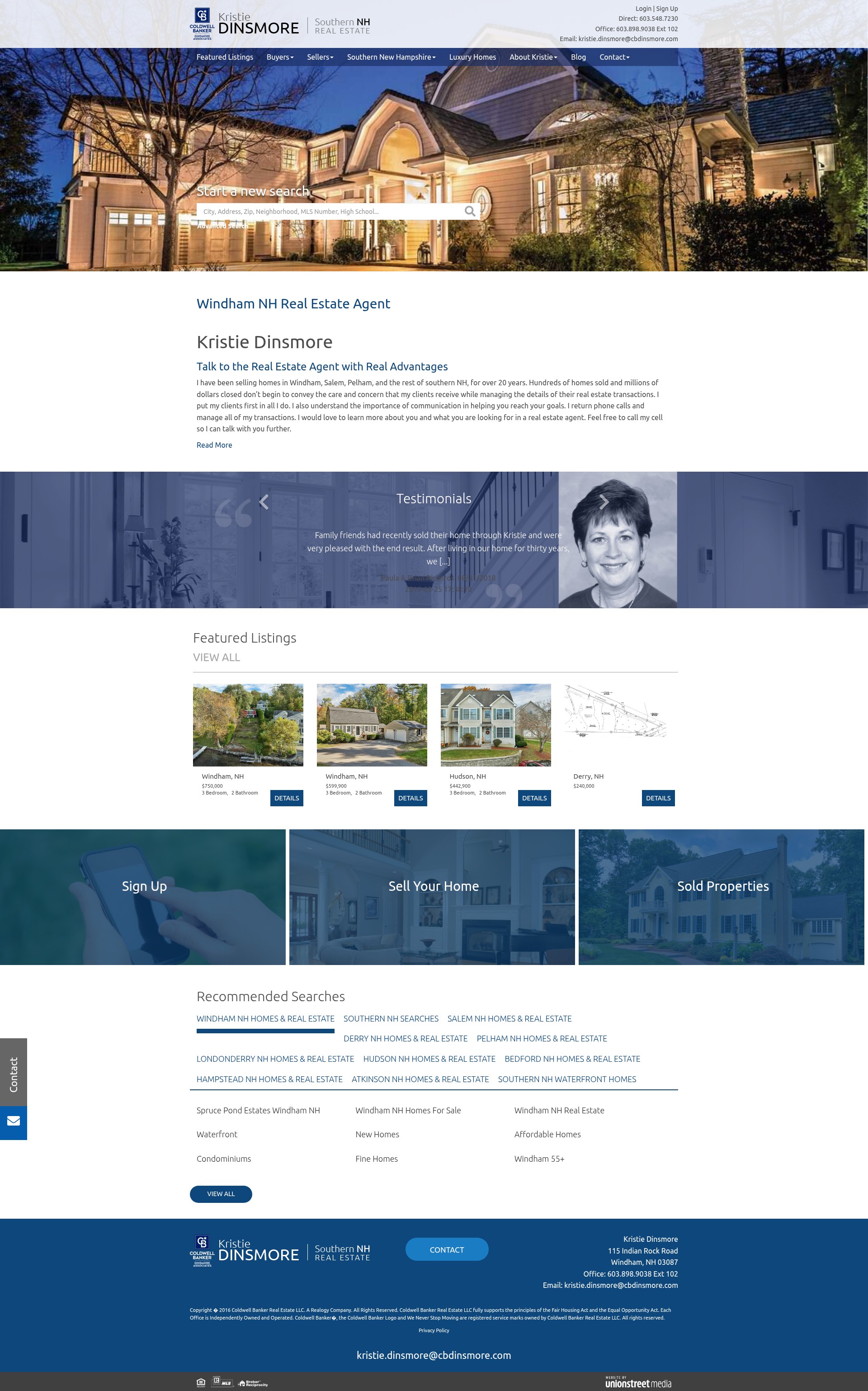 Screenshot of kristiedinsmore.com
