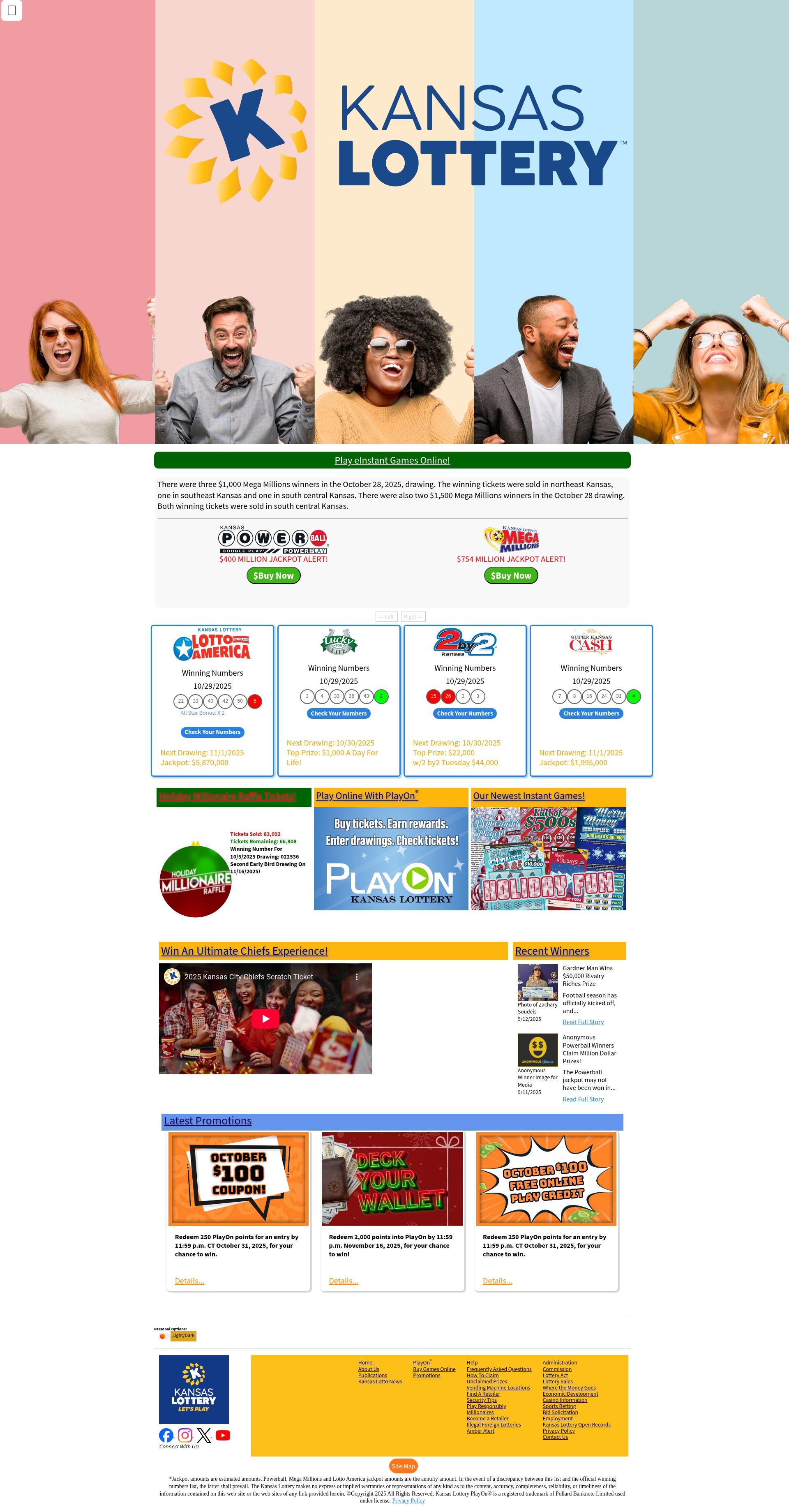 Screenshot of kslottery.com
