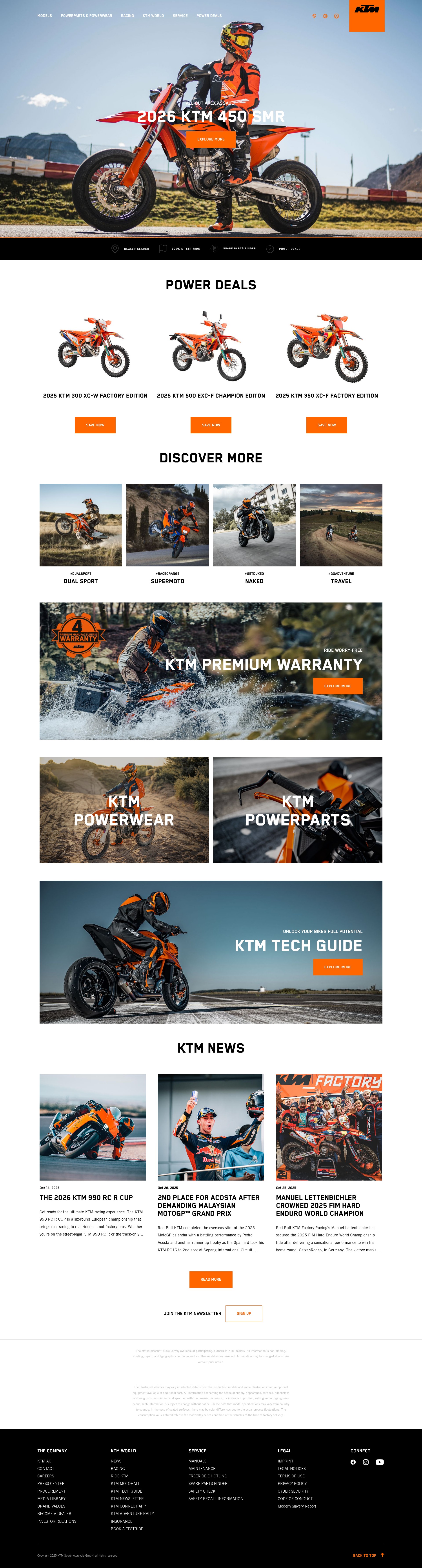 Screenshot of ktm.com