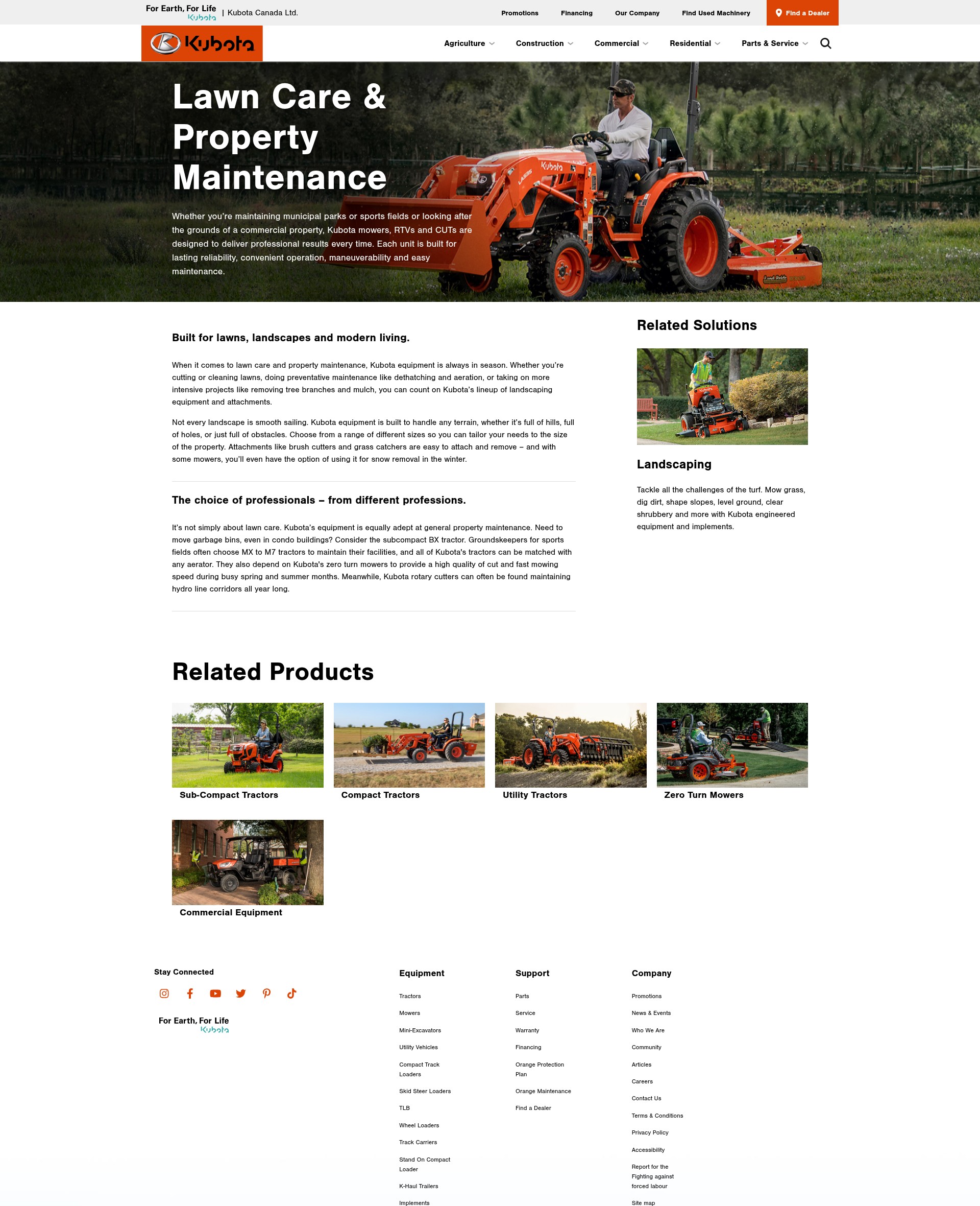 Screenshot of kubota.ca