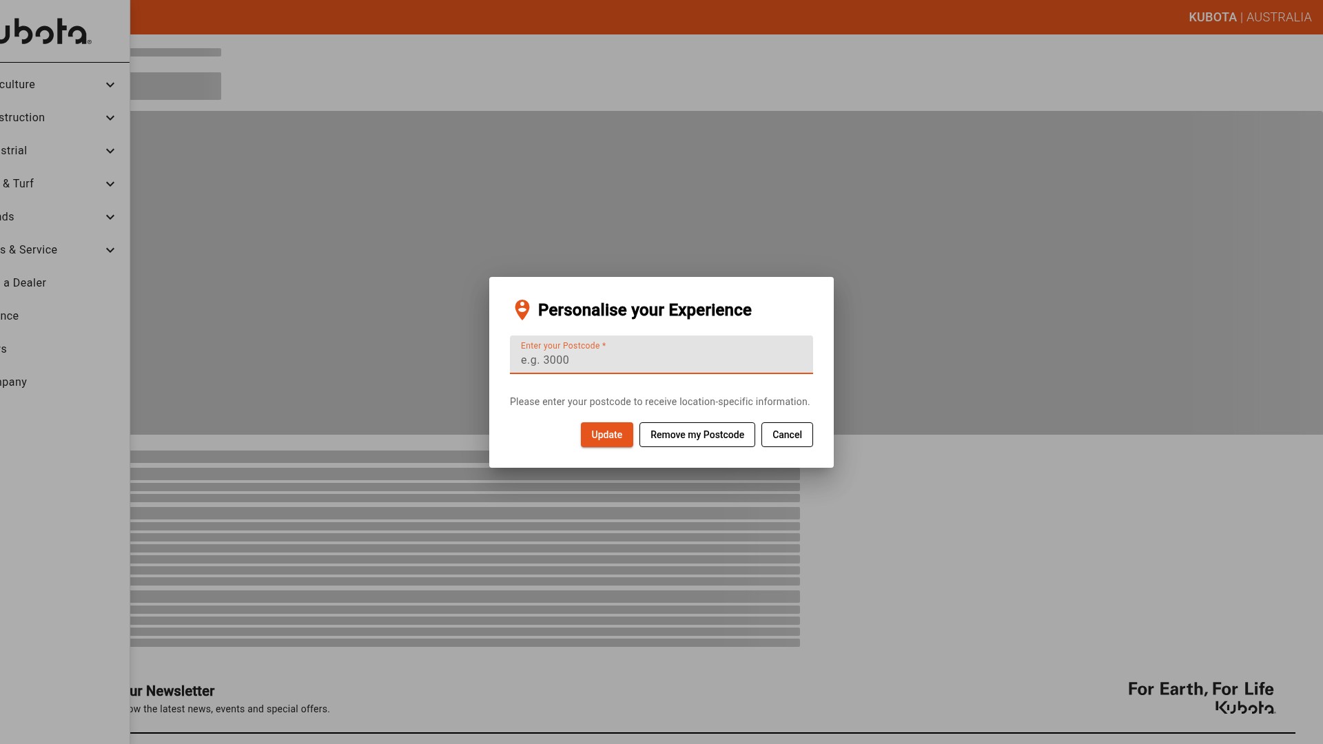Screenshot of kubota.com.au