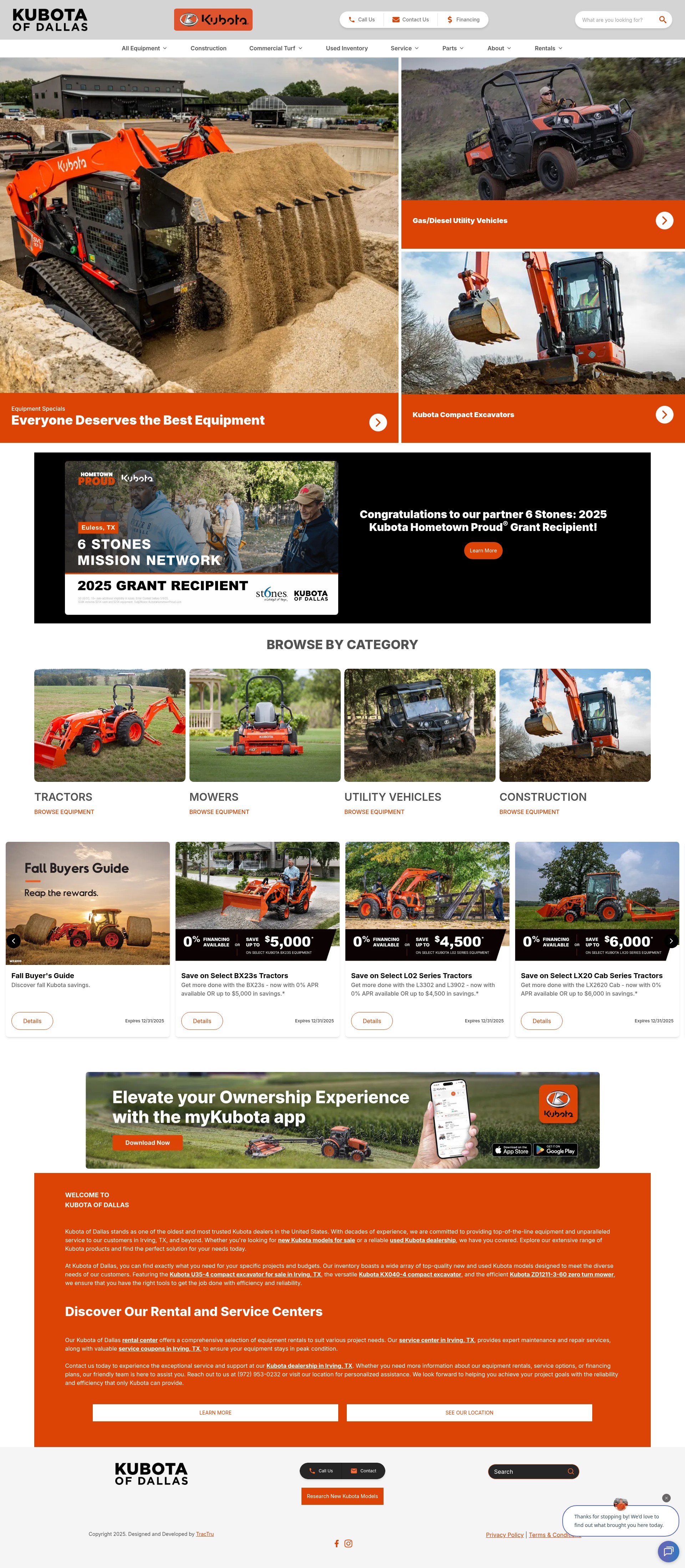 Screenshot of kubotaofdallas.com
