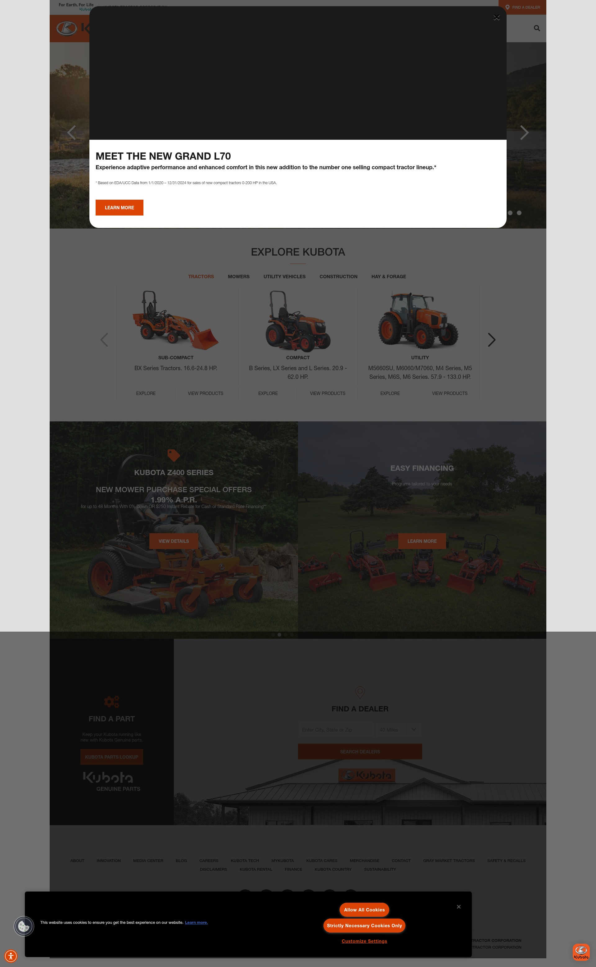 Screenshot of kubotausa.com