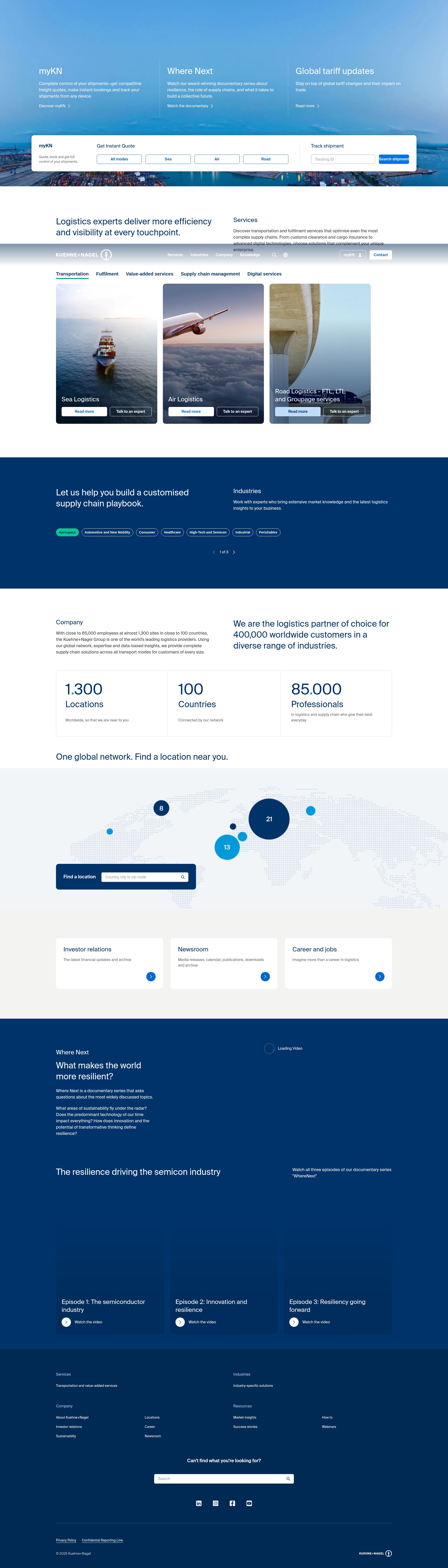 Screenshot of kuehne-nagel.com