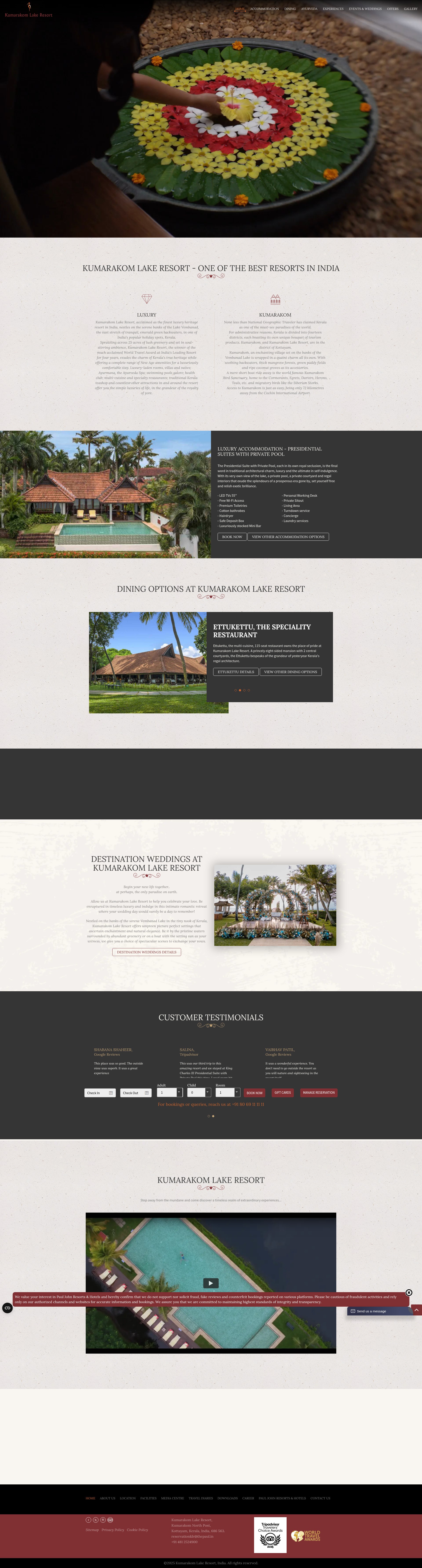 Screenshot of kumarakomlakeresort.in
