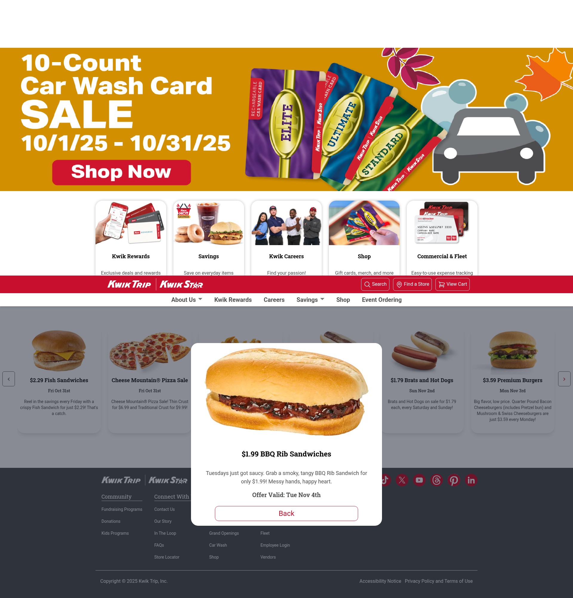 Screenshot of kwiktrip.com