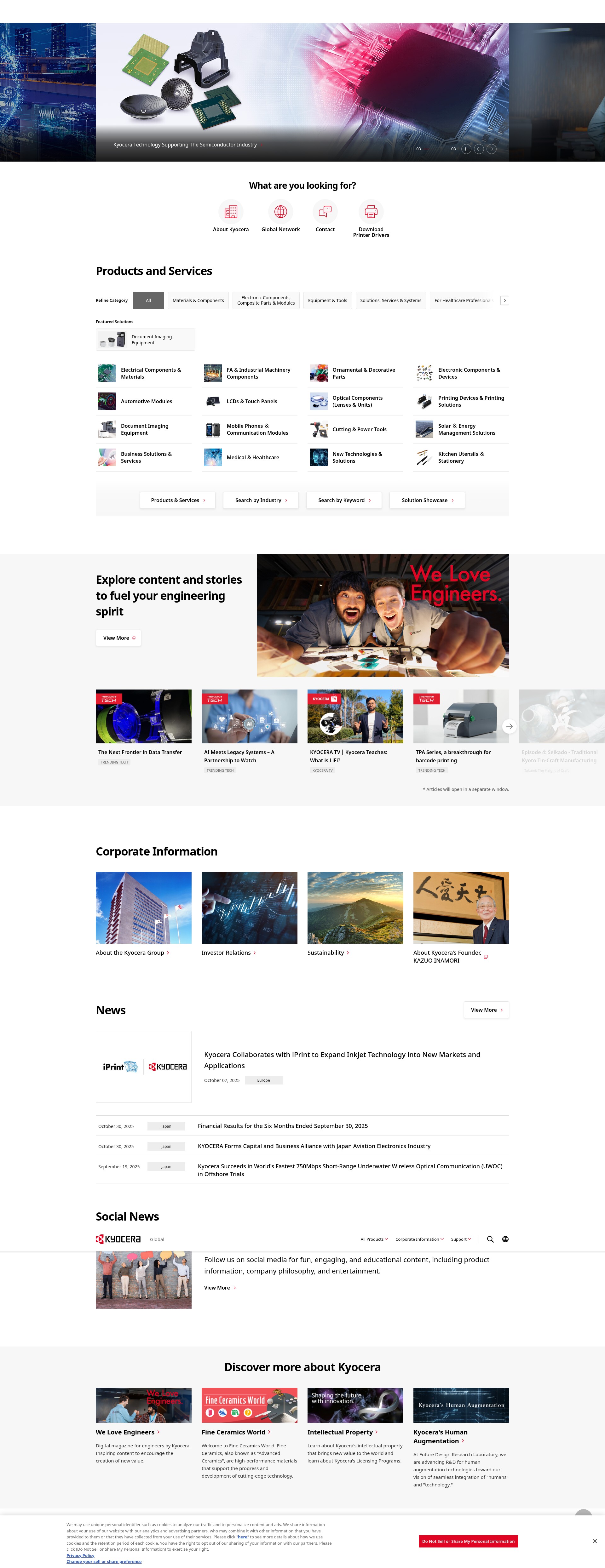 Screenshot of kyocera.com
