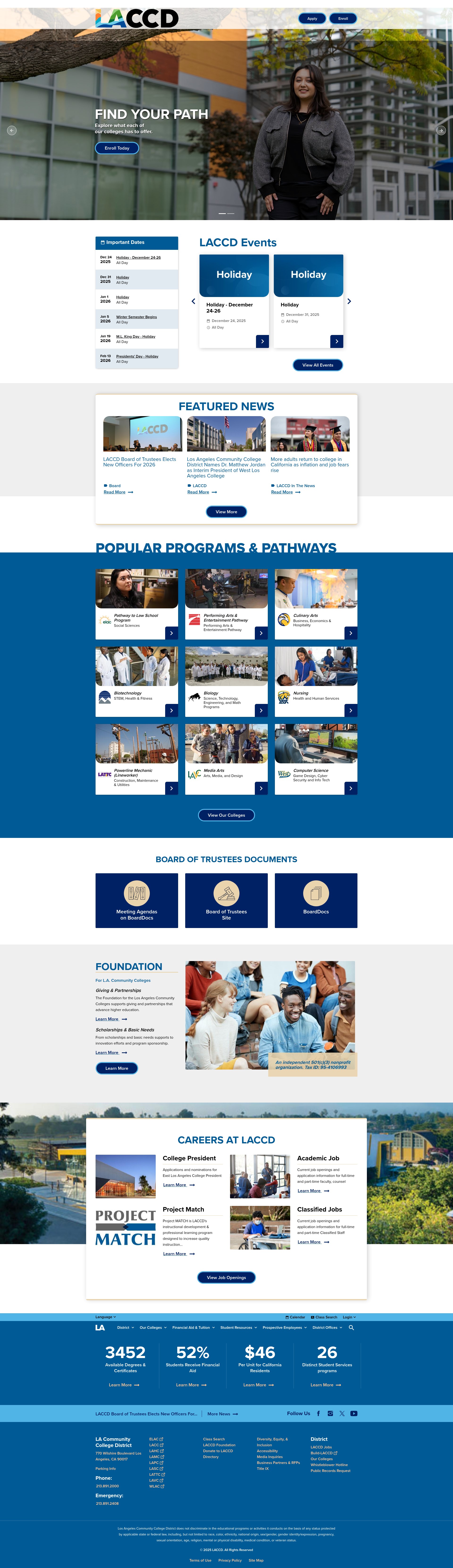 Screenshot of laccd.edu